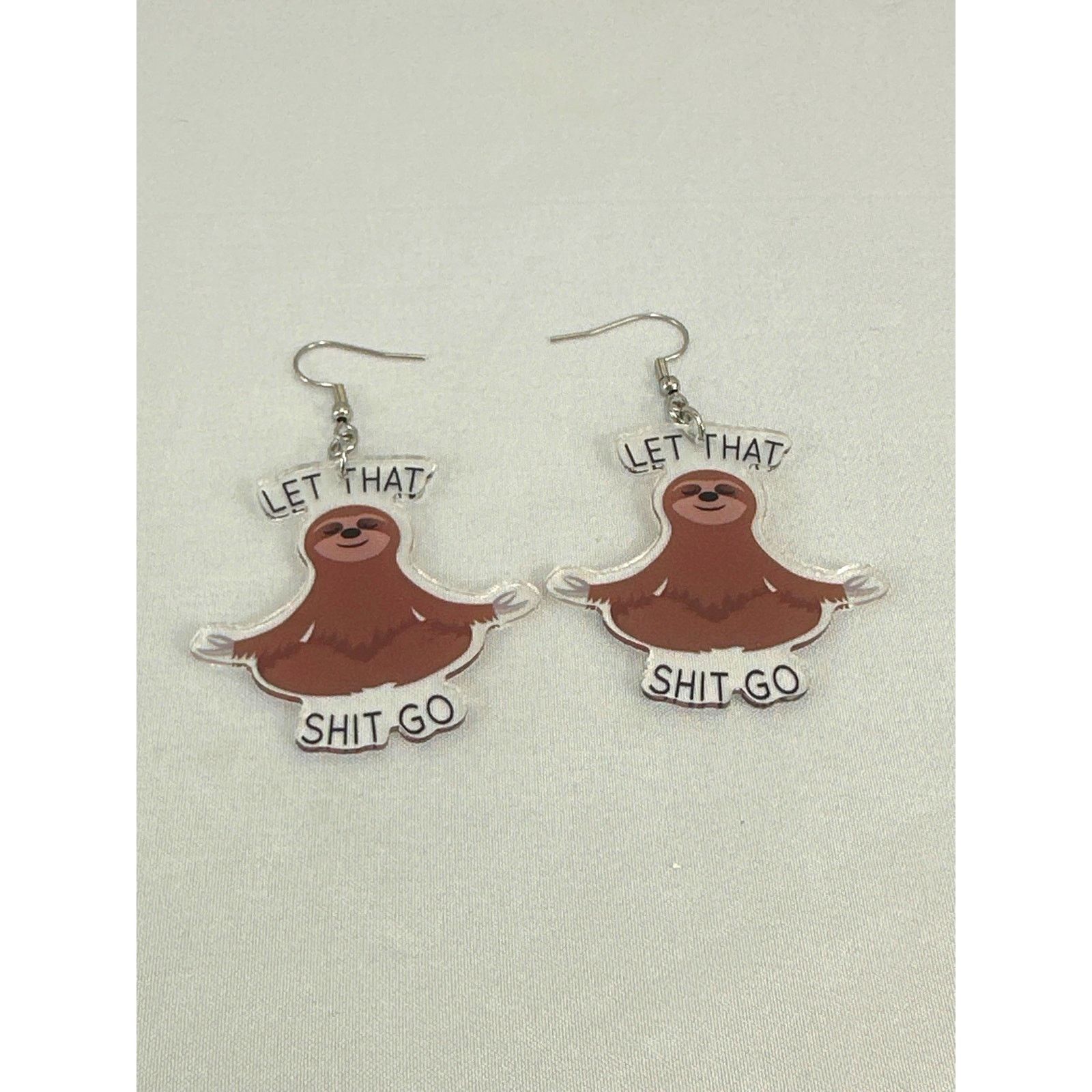 Other Sloth Meditating Earrings "Let That S**t Go" Funny Acrylic Size ONE SIZE - 2 Thumbnail