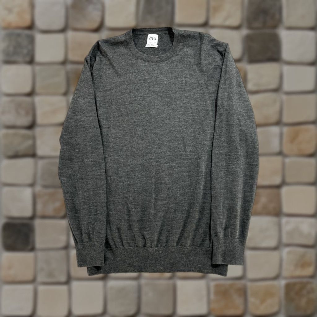 Zara Zara Mens Large Gray Wool Knit Pullover Sweater Size US L / EU 52-54 / 3 - 1 Thumbnail