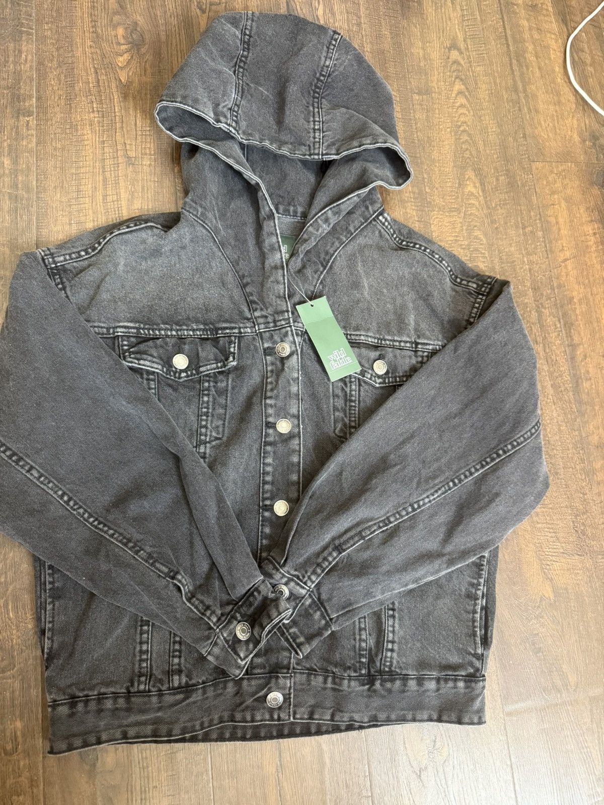 Other Wild Fable Black Stonewashed Denim Hooded Jacket Sz xxs Size XXS / US 00 / IT 34 - 1 Thumbnail