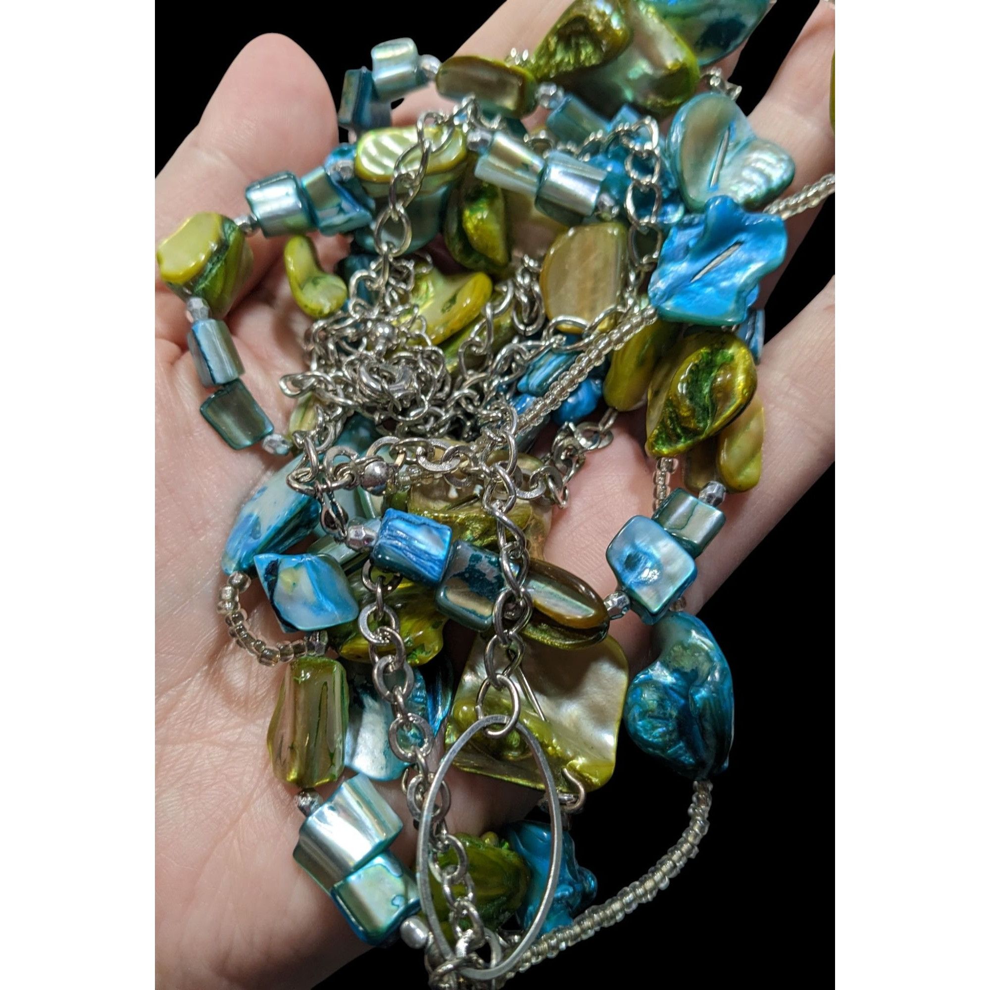 Other Mermaidcore Bohemian Layered Blue & Green Beaded Necklace Wi Size ONE SIZE - 3 Thumbnail