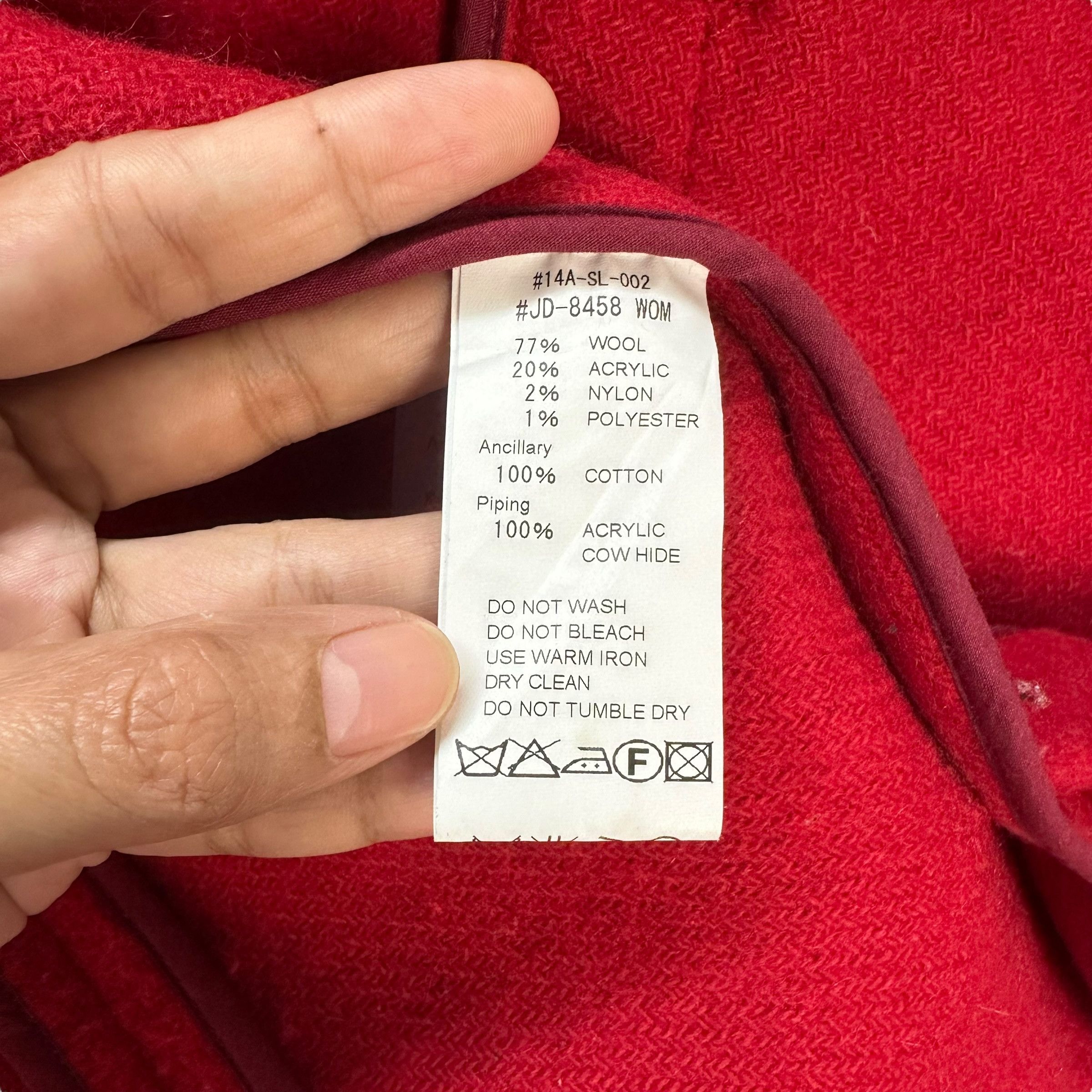 Danton DANTON RED WOOL HOODED COAT JACKET #8813-028 Size US XS / EU 42 / 0 - 9 Thumbnail