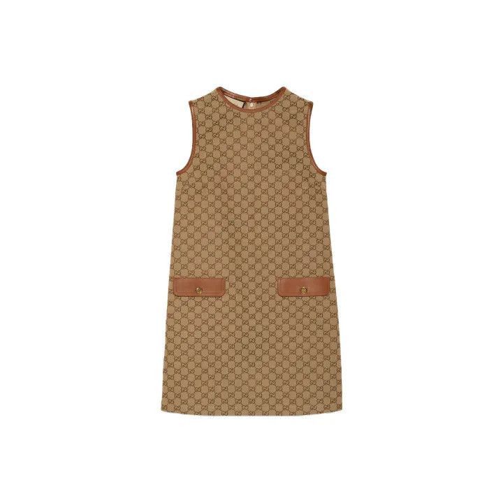 Gucci Gucci Brown Sleeveless Dress with Logo Pattern-2507 Size L / US 10 / IT 46 - 2 Thumbnail