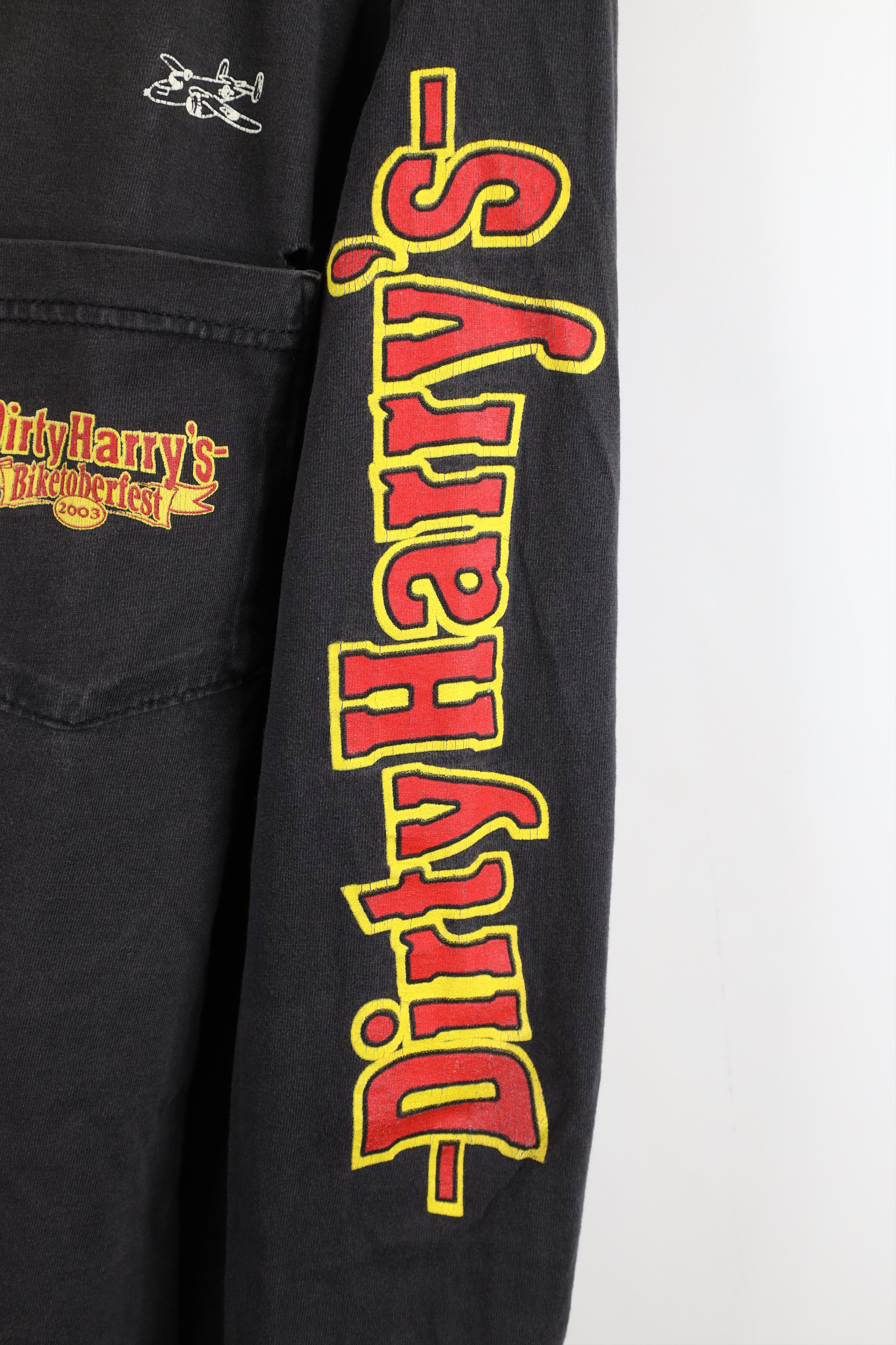 Vintage Vintage Y2K 2003 Harrys Skull Motorcycle Long Sleeve T-Shirt Size US M / EU 48-50 / 2 - 4 Thumbnail