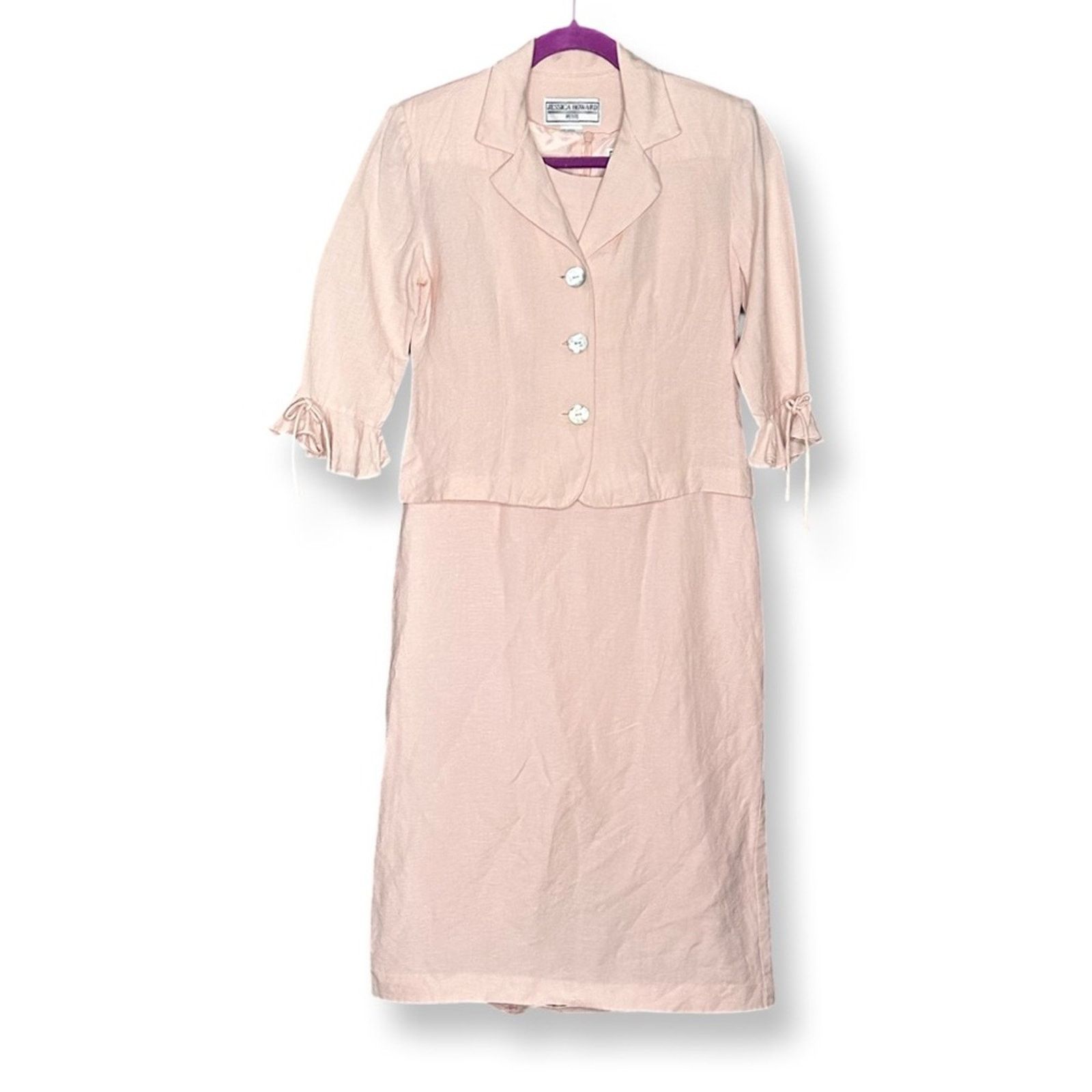 Vintage Jessica Howard Vintage Light Pink Linen Blouse And Dress Size S / US 4 / IT 40 - 6 Thumbnail