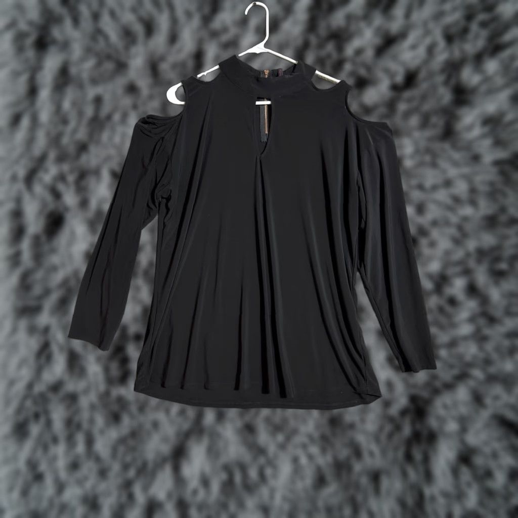 Vintage Love Scarlett Blouse Women 1X Plus Cold Shoulder Keyhole Goth Mob Wife Witchy Edgy Retro Y2K Top City Designer Outdoor Retro Size XL / US 12-14 / IT 48-50 - 1 Thumbnail