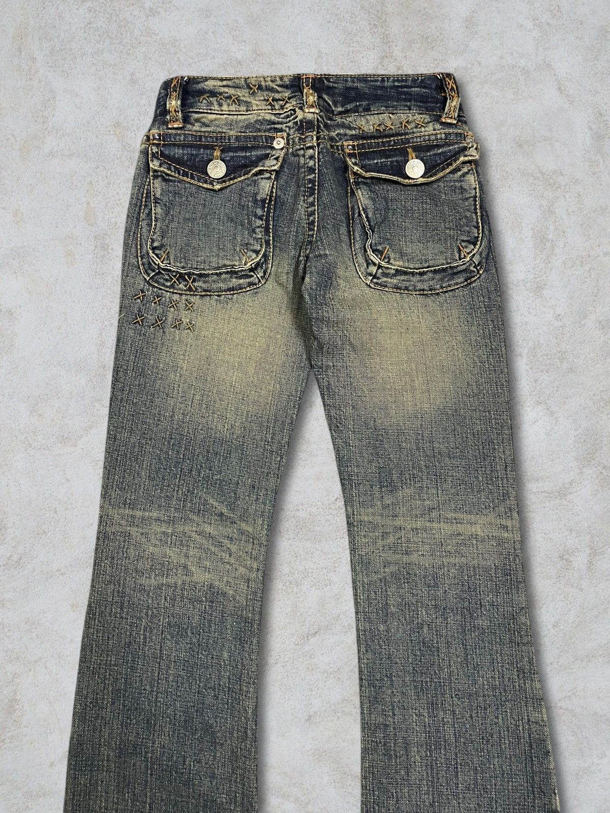 CIVARIZE Japanese Brand Women Punk Bootcut Bush Pants Mud Wash Jeans Size 26" / US 2 / IT 38 - 10 Thumbnail