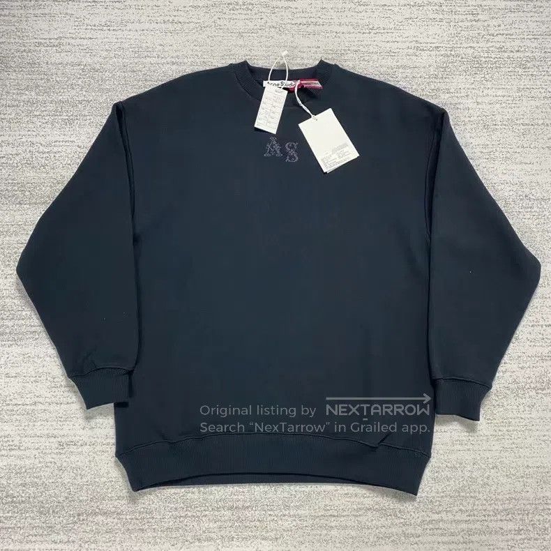 Acne Studios Navy Blue Chest Embroidered Logo Sweatshirt