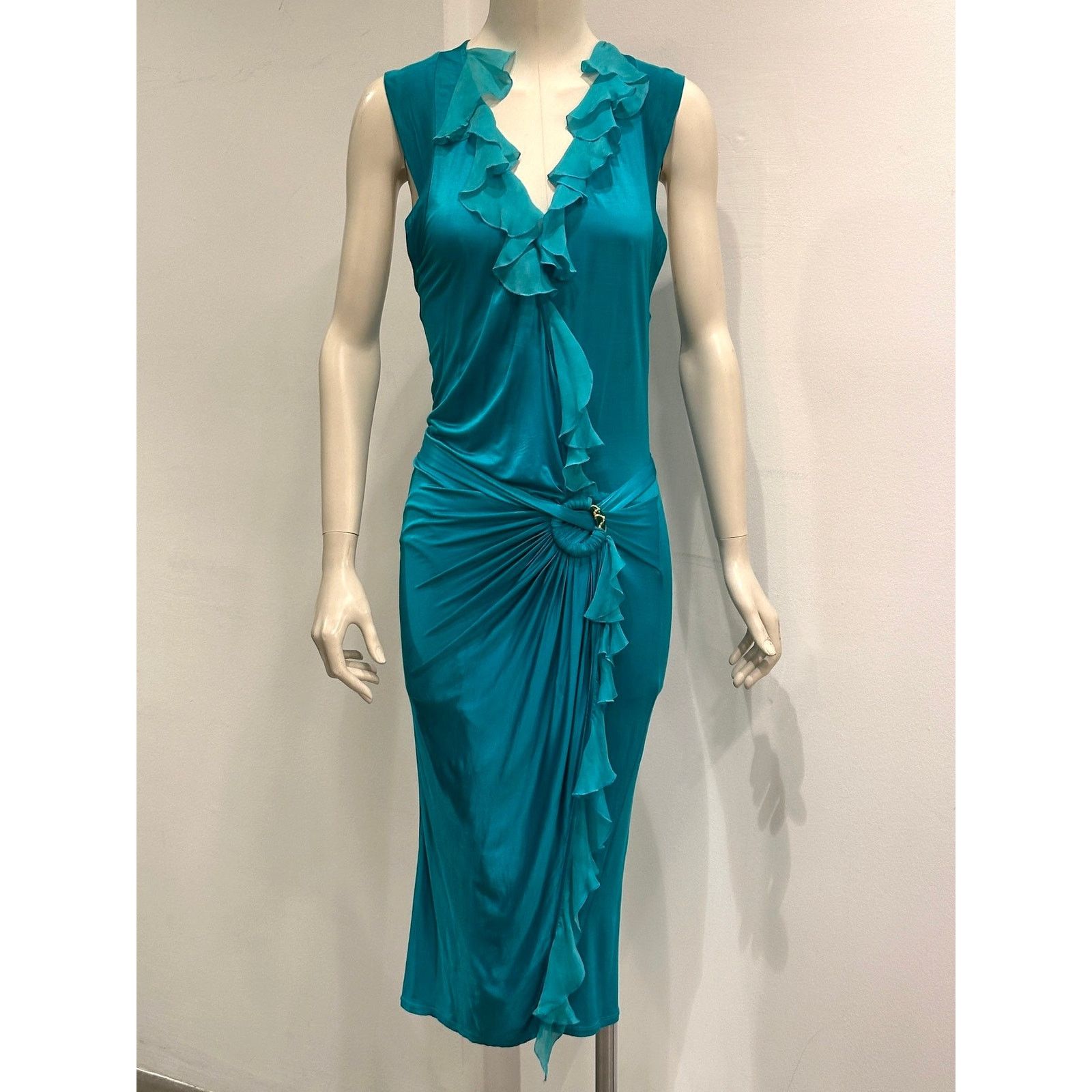 Roberto Cavalli S/S2006 Roberto Cavalli ruffled wrap midi dress Size M / US 6-8 / IT 42-44 - 1 Thumbnail