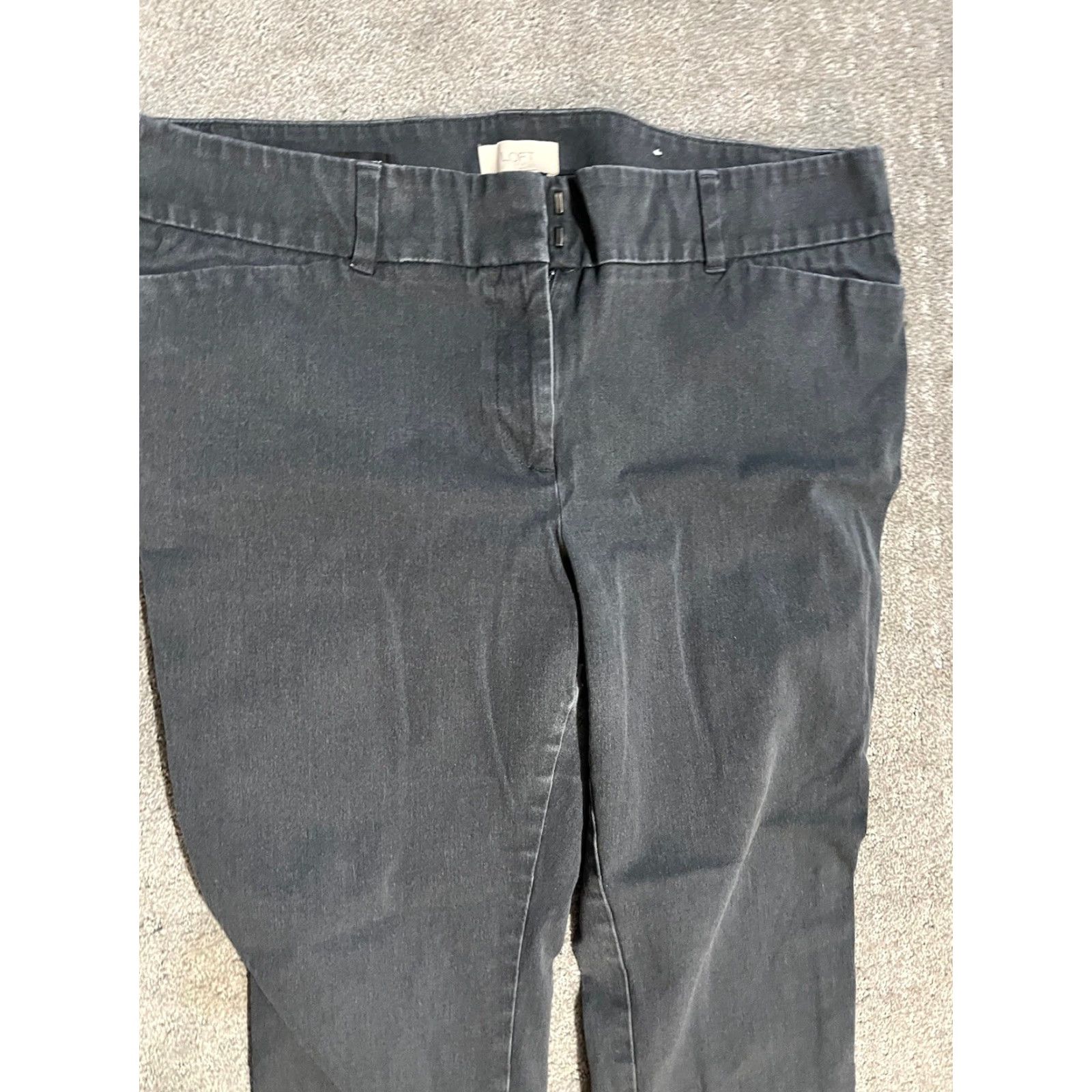 Ann Taylor Ann Taylor LOFT Modern Chino Pants 14 Gray Skinny Crop Business Casual Womens Size 36" / US 14 / IT 50 - 2 Thumbnail