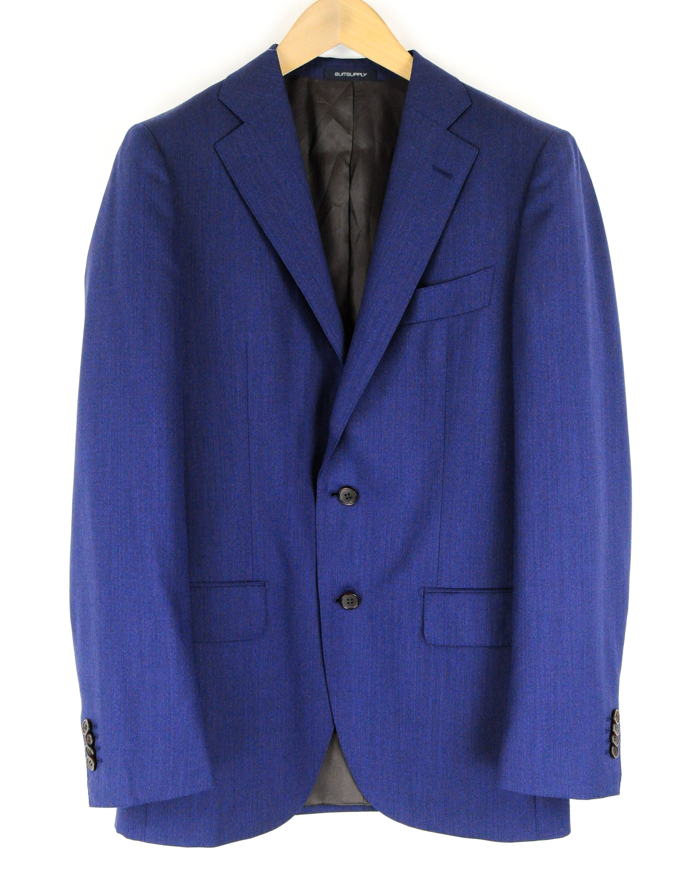 LAZIO UK40L Wool Slim Blue Melange Suit 55031