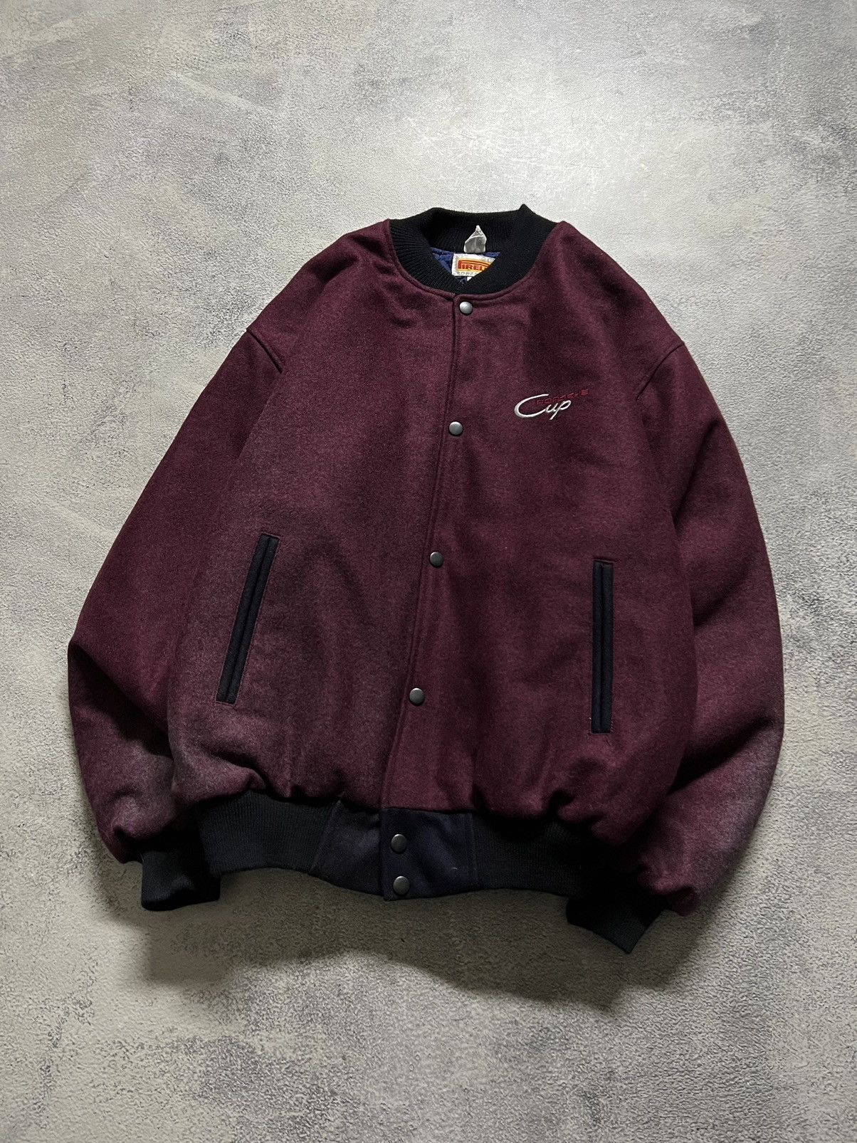 Vintage Y2k Thrashed Porsche Cup Firelli Wool Bomber Jacket 90’s Size US M / EU 48-50 / 2 - 5 Thumbnail