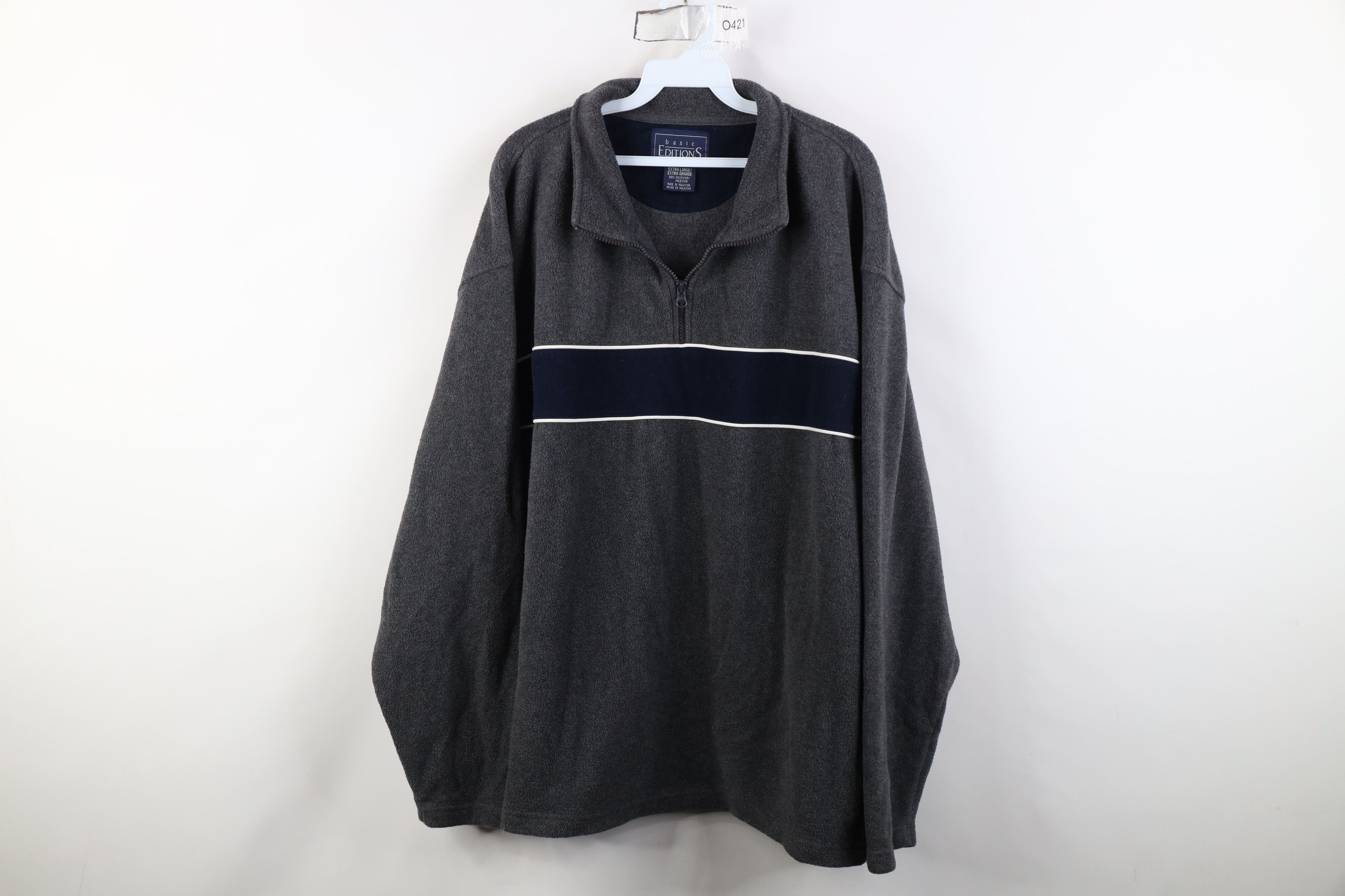 Vintage Vintage 90s Streetwear Block 1/4 Quarter Zip Fleece Sweater Size US XL / EU 56 / 4 - 1 Thumbnail