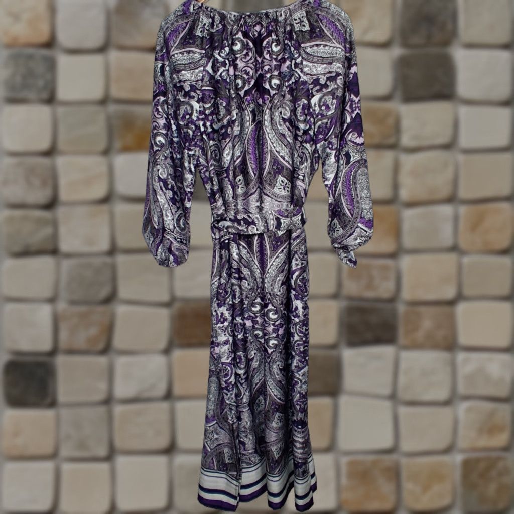 Lane Bryant Dress 18 Purple Paisley Long Sleeve Belted Modest Office Party  Women Plus Long Dress Belted Paisley 18 Womens - cruiseboatoman.com