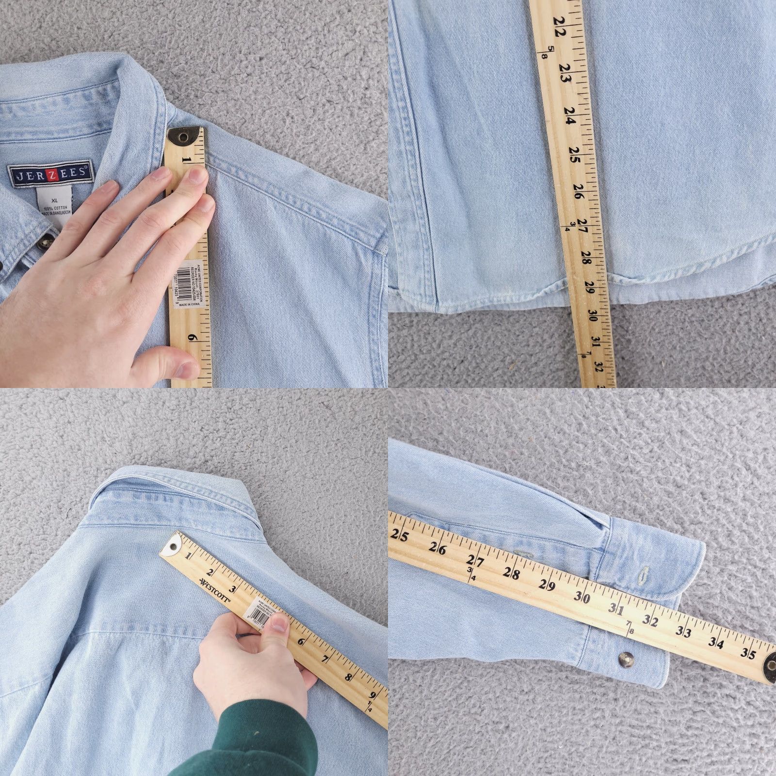 Jerzees VINTAGE Jerzees Shirt Mens XL Denim Long Sleeve Western Jean Crawfish Size US XL / EU 56 / 4 - 8 Thumbnail
