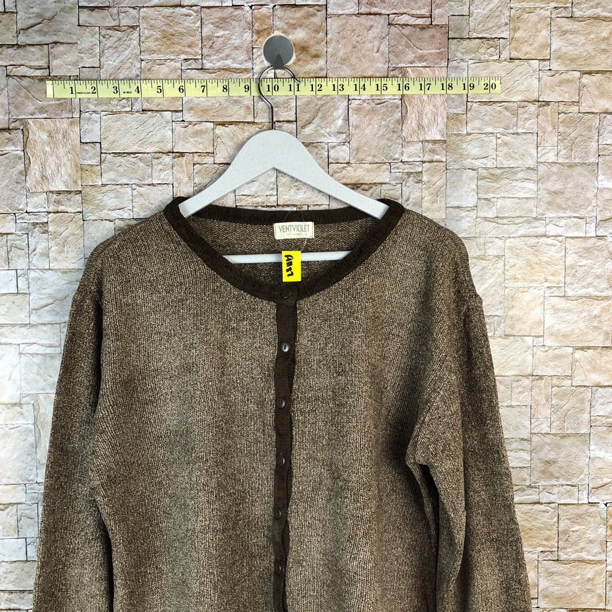 Japanese Brand Vent Violet Brown Cardigan Knitwear #A1187 Size US L / EU 52-54 / 3 - 2 Thumbnail