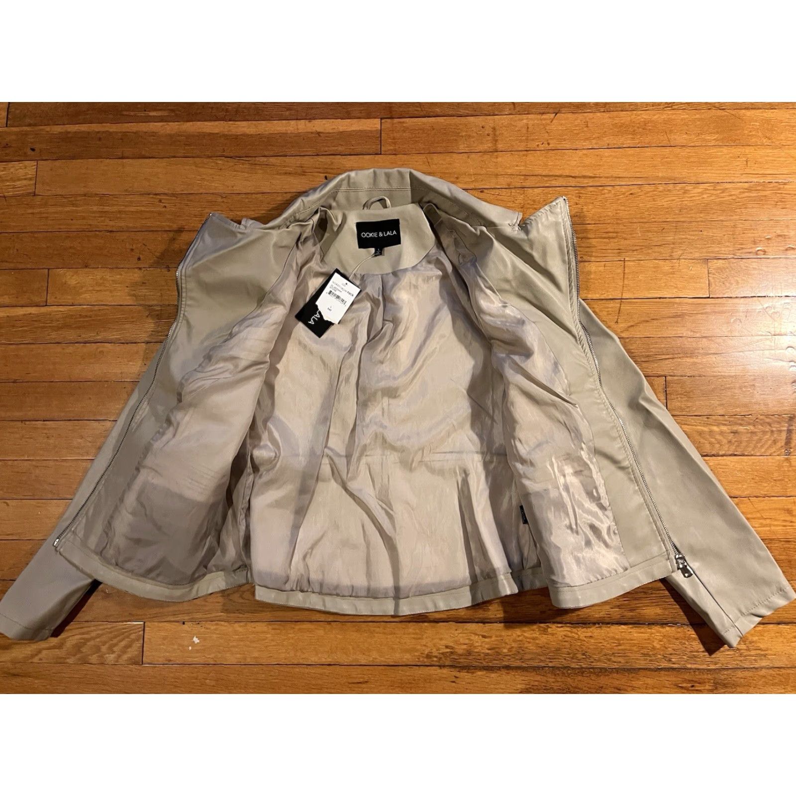 Vintage Ookie And Lala Moto Jacket Women’s Large Beige Faux Leather Size L / US 10 / IT 46 - 5 Thumbnail