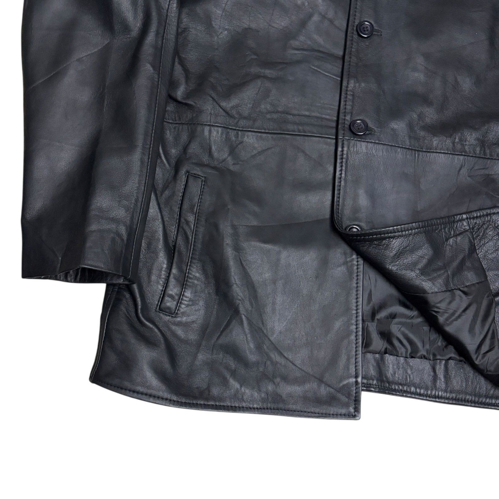 Other REAL LEATHER Vintage Y2K Duster Retro Jacket Coat Mens 3XL Size US XXL / EU 58 / 5 - 5 Thumbnail