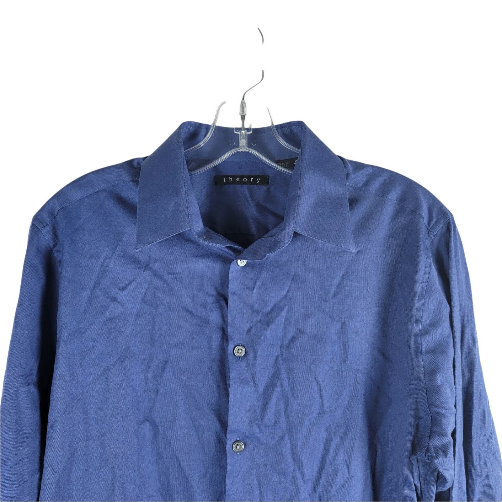 Theory Theory Long Sleeve Button Up Dress Shirt Blue Collared Sz 15 Size US S / EU 44-46 / 1 - 3 Thumbnail