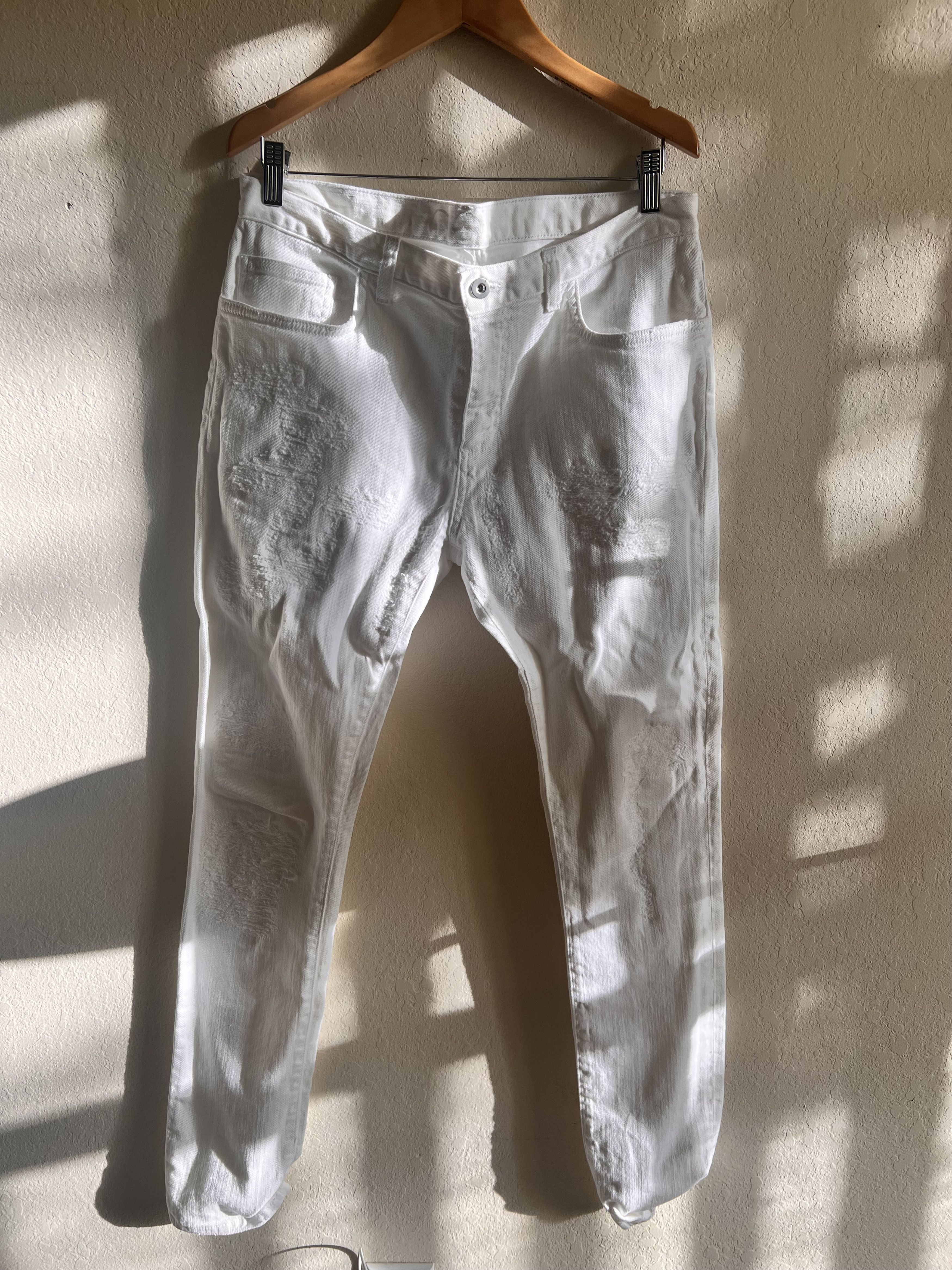 FAITH CONNEXION MENS WHITE DENIM SLIM JEANS WHITE