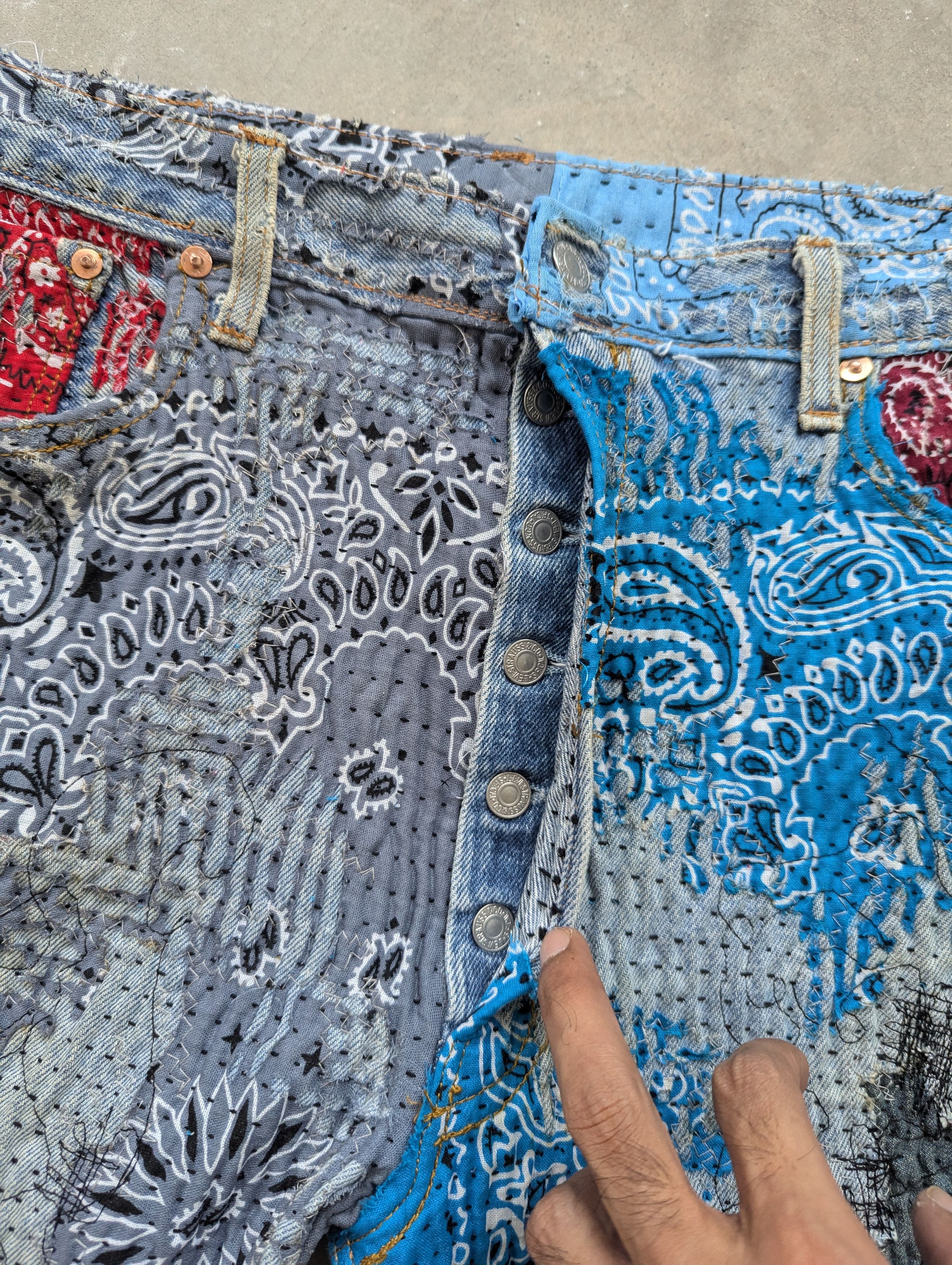 Levi's 1/1 World Levis 501 Uroboros Kofu Reconstructed Handmade Size US 35 - 10 Thumbnail