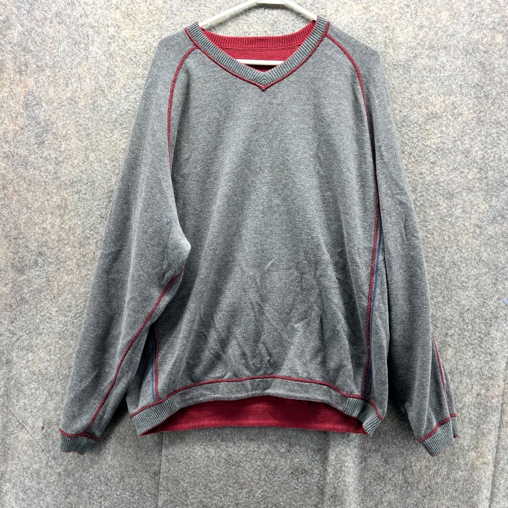 Tommy Bahama VINTAGE Tommy Bahama Sweater Shirt Mens XL Pullover V-Neck Reversible Fleece Red Size US XL / EU 56 / 4 - 2 Thumbnail