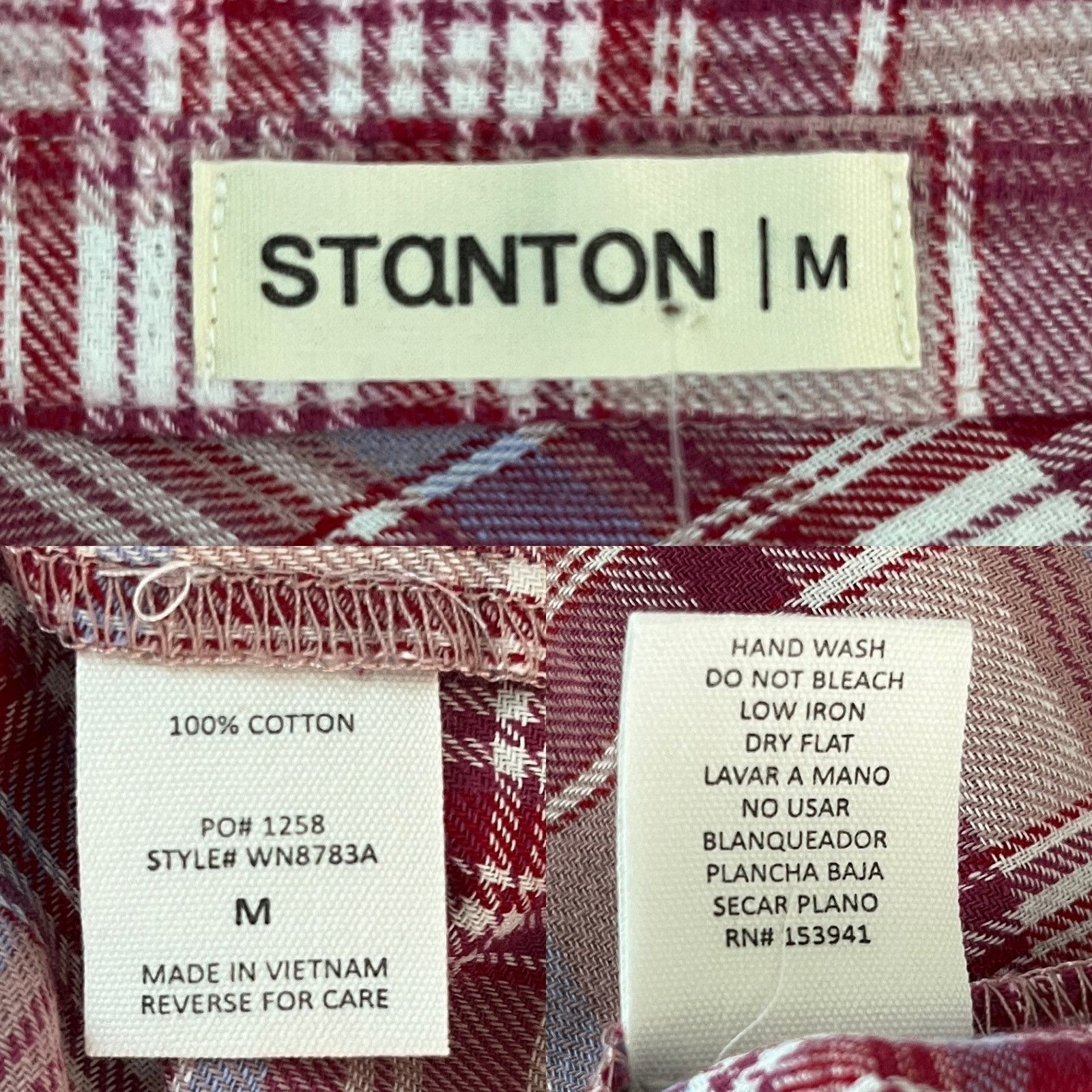 Other Stanton Arden Plaid Flannel Button Down M Cropped Wine New Size M / US 6-8 / IT 42-44 - 8 Thumbnail
