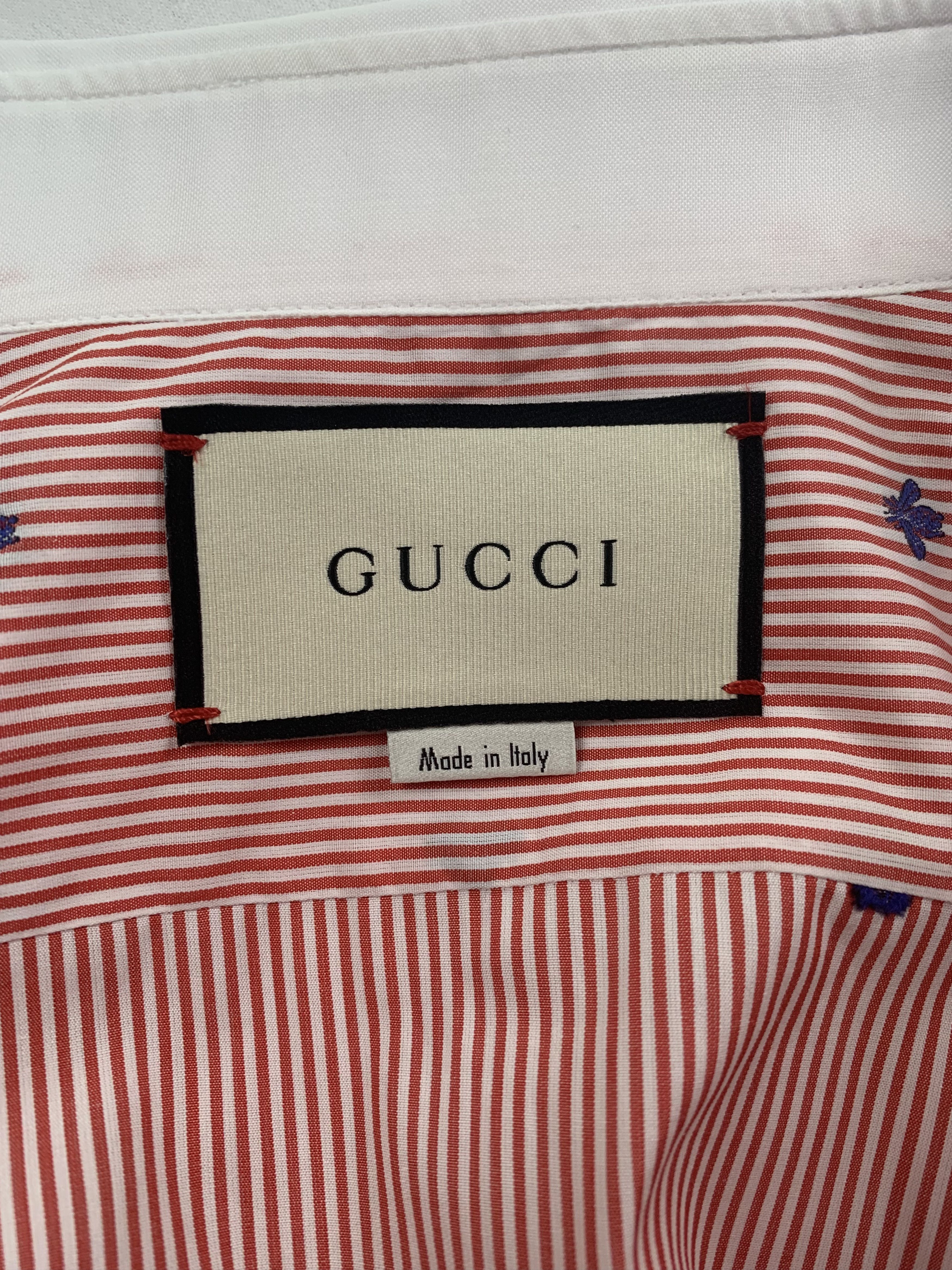 Gucci Gucci Bee Red & White Stripe Soft Shirt Size US L / EU 52-54 / 3 - 9 Thumbnail
