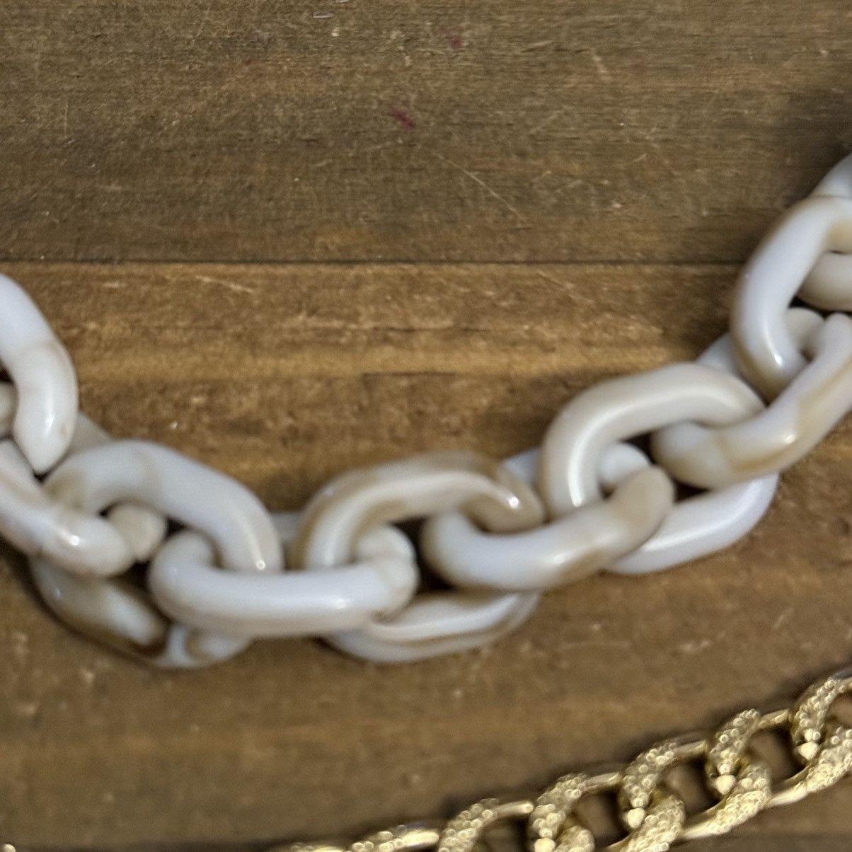 Other Chunky double layered white and gold link chain necklace Size ONE SIZE - 3 Thumbnail