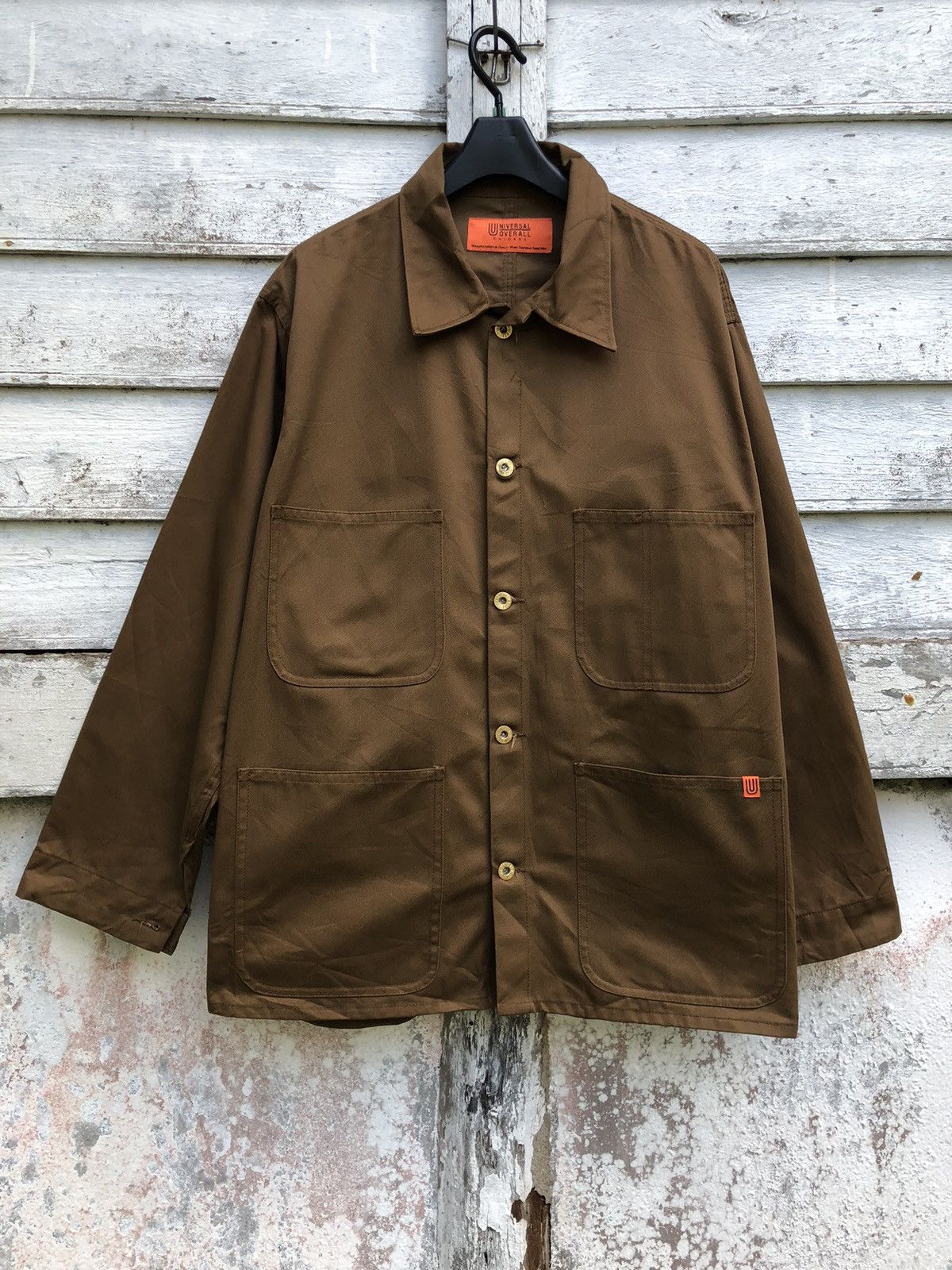 image of Universal Works x Workers Universal Coverall Chore Jacket in Brown, Men's (Size Large)
