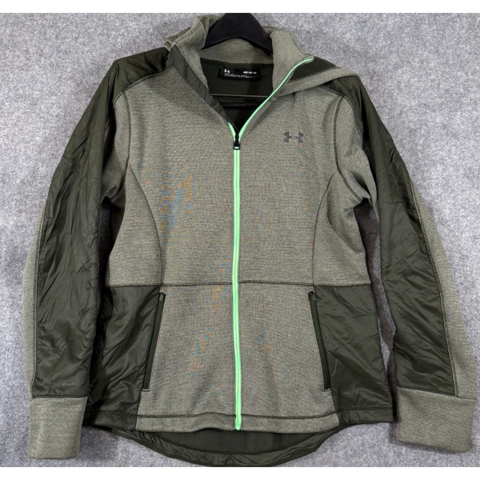 Under Armour Under Armour Jacket Womens M Green Coldgear Sprint Hybrid Full Zip Hooded Jacket Size M / US 6-8 / IT 42-44 - 2 Thumbnail