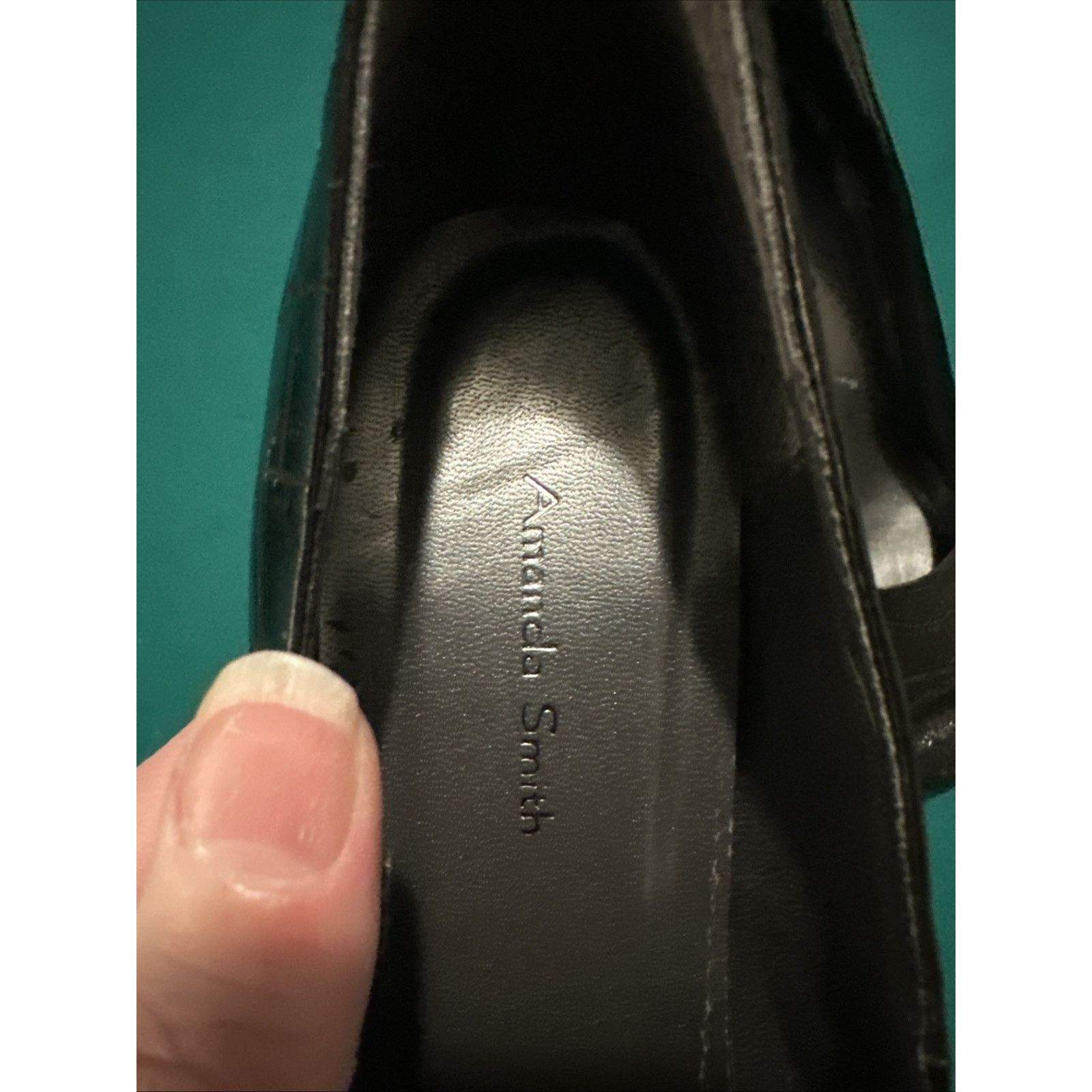 Other Amanda Smith Black Croc Embossed Peep Toe Heels Size 8M Size US 8 / IT 38 - 2 Thumbnail