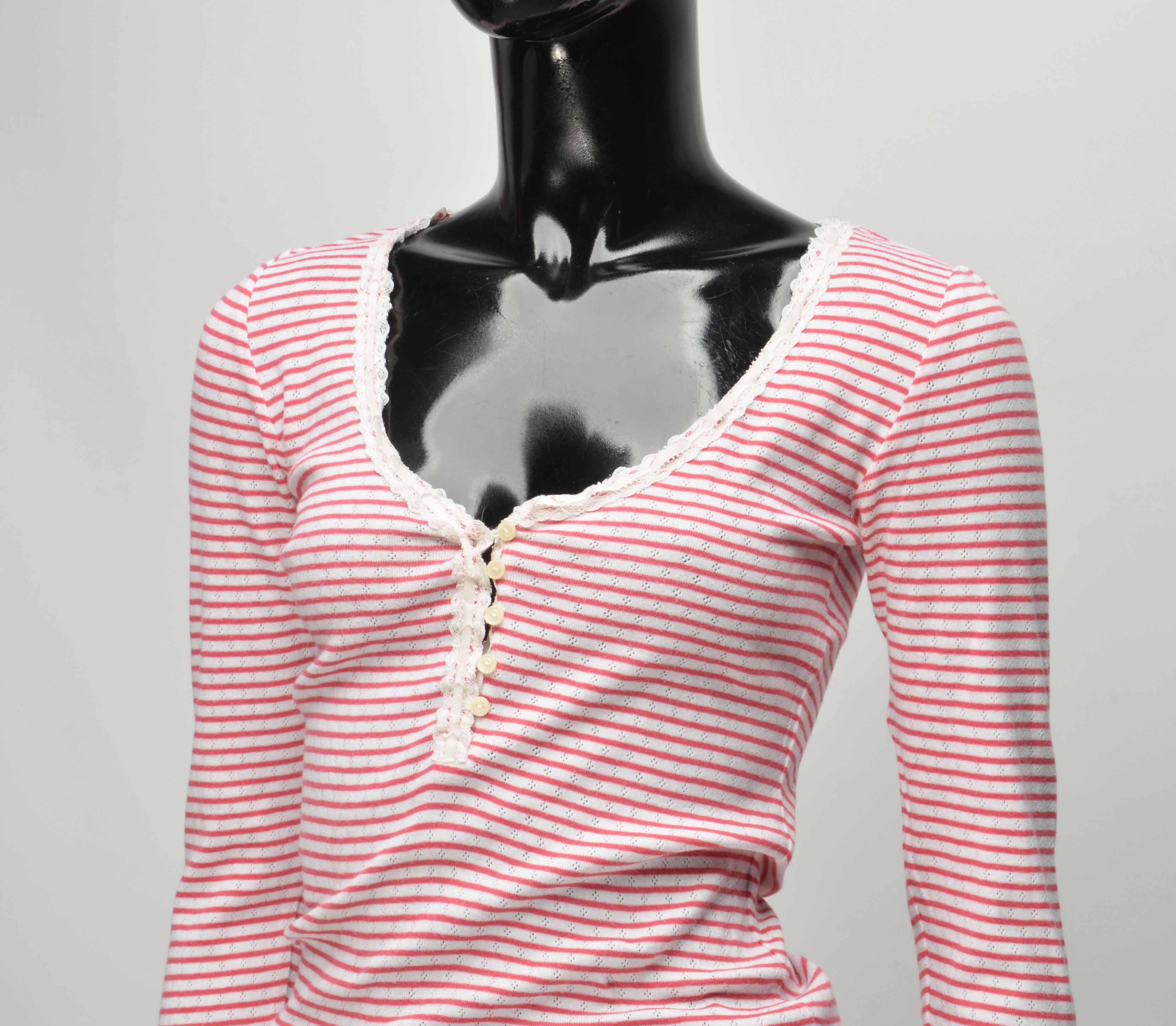 Denim & Supply Ralph Lauren Ralph Lauren Denim & Supply Y2K Striped Babydoll Henley Top Size S / US 4 / IT 40 - 2 Thumbnail