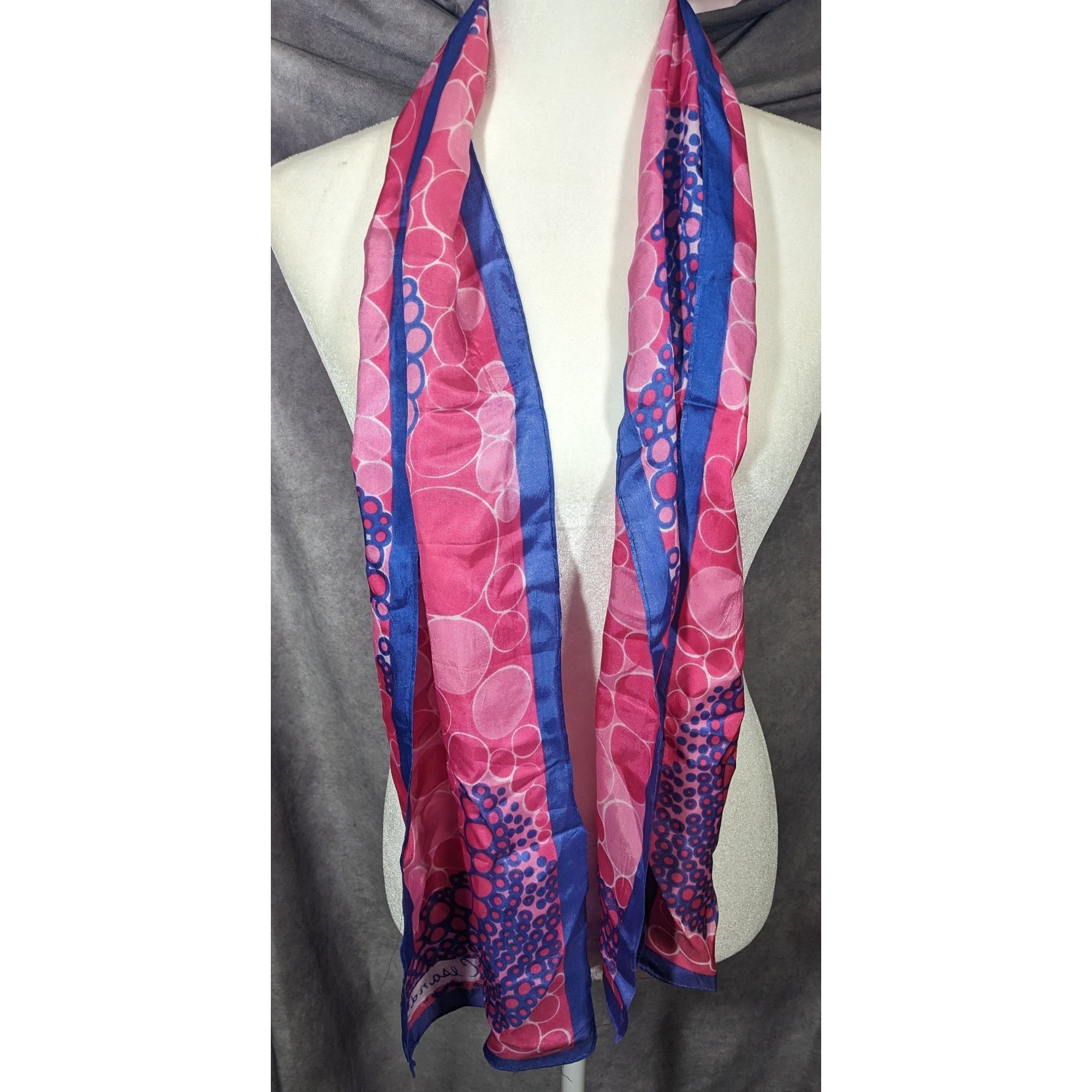 Other Vintage Cesandre Paris Pink And Purple Abstract Bubble Scarf Size ONE SIZE - 8 Thumbnail