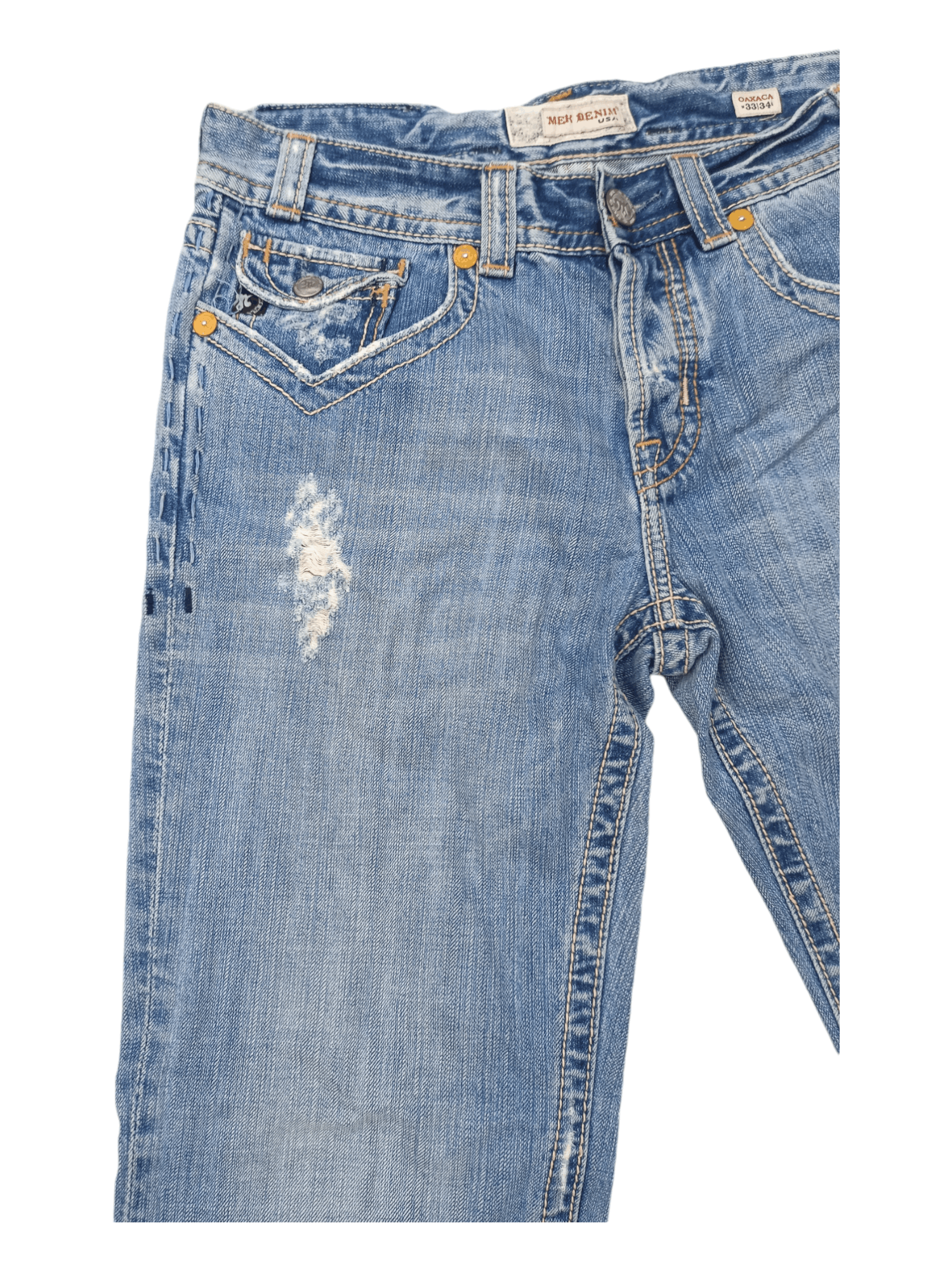 Mek Denim Vintage Mek Denim Distressed Sun Faded Jeans Size US 33 - 5 Thumbnail