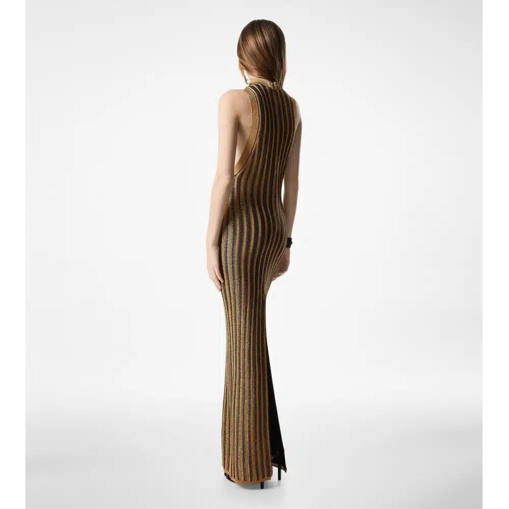 Tom Ford o1loc1c0925 ACK524 Metal Rib Maxi Dress in Brown Size S / US 4 / IT 40 - 3 Thumbnail