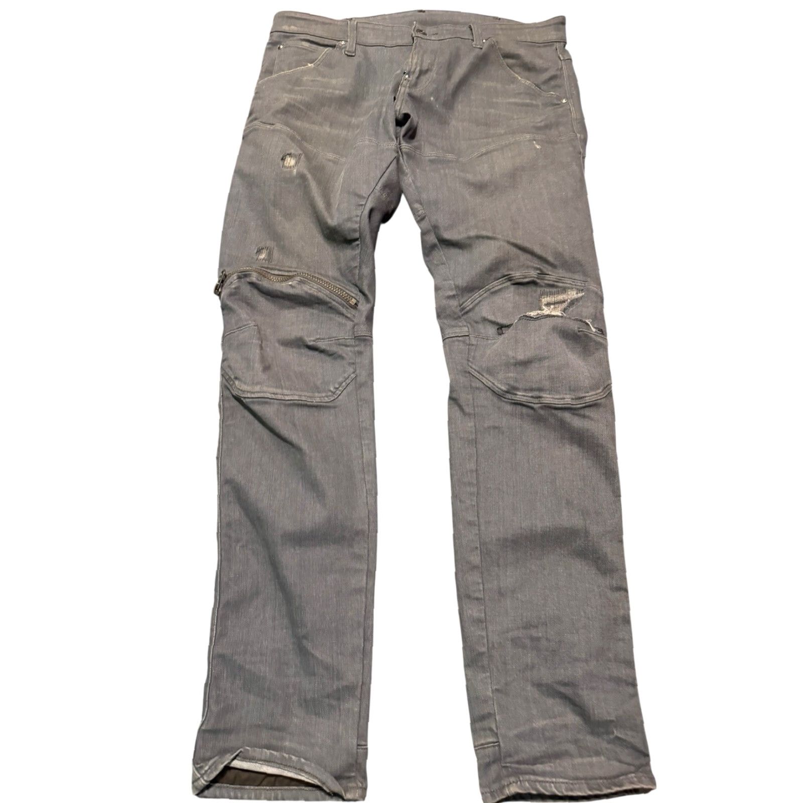Vintage G-Star RAW 5620 3D Zip Knee Skinny Jeans Grey Distressed Moto Men’s 34x32 Size US 34 / EU 50 - 2 Thumbnail