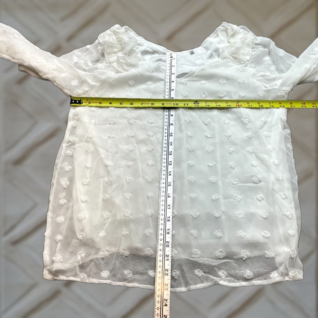 Vintage Unbranded Blouse Top Womens Medium White Sheer Long Sleeve Shirt Poofs New NWT Size M / US 6-8 / IT 42-44 - 1 Thumbnail