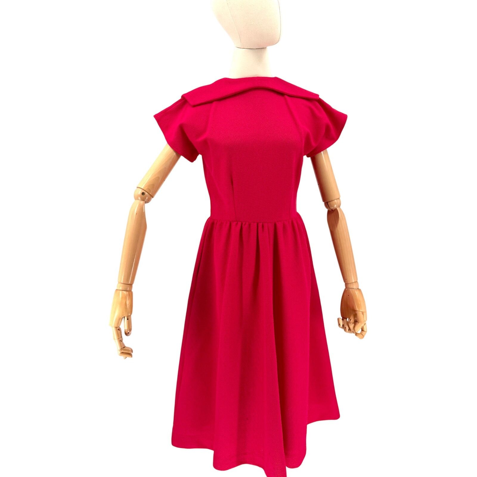 Vintage Vintage 70s Pink Textured Floral Appliqué Day Dress Size M / US 6-8 / IT 42-44 - 4 Thumbnail