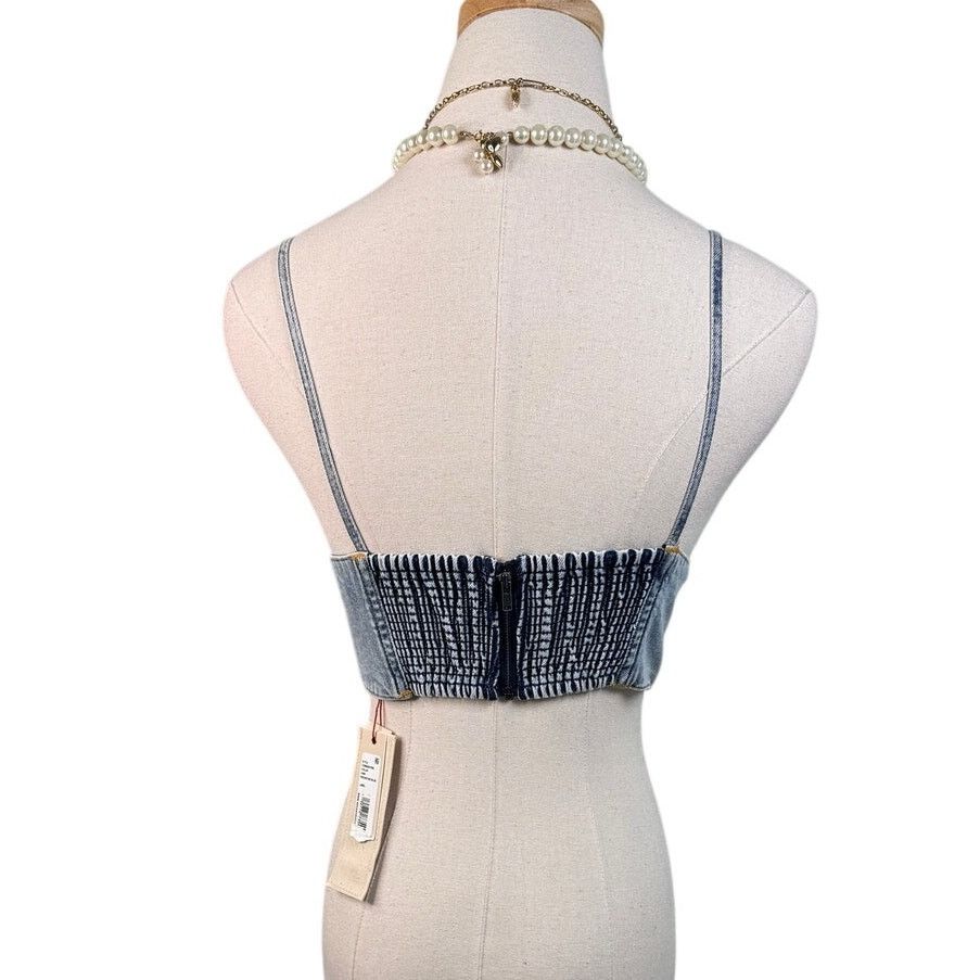 Alice + Olivia Alice + Olivia Carli Denim Bra Top Rockstar Blue jean size 2 Size XS / US 0-2 / IT 36-38 - 10 Thumbnail