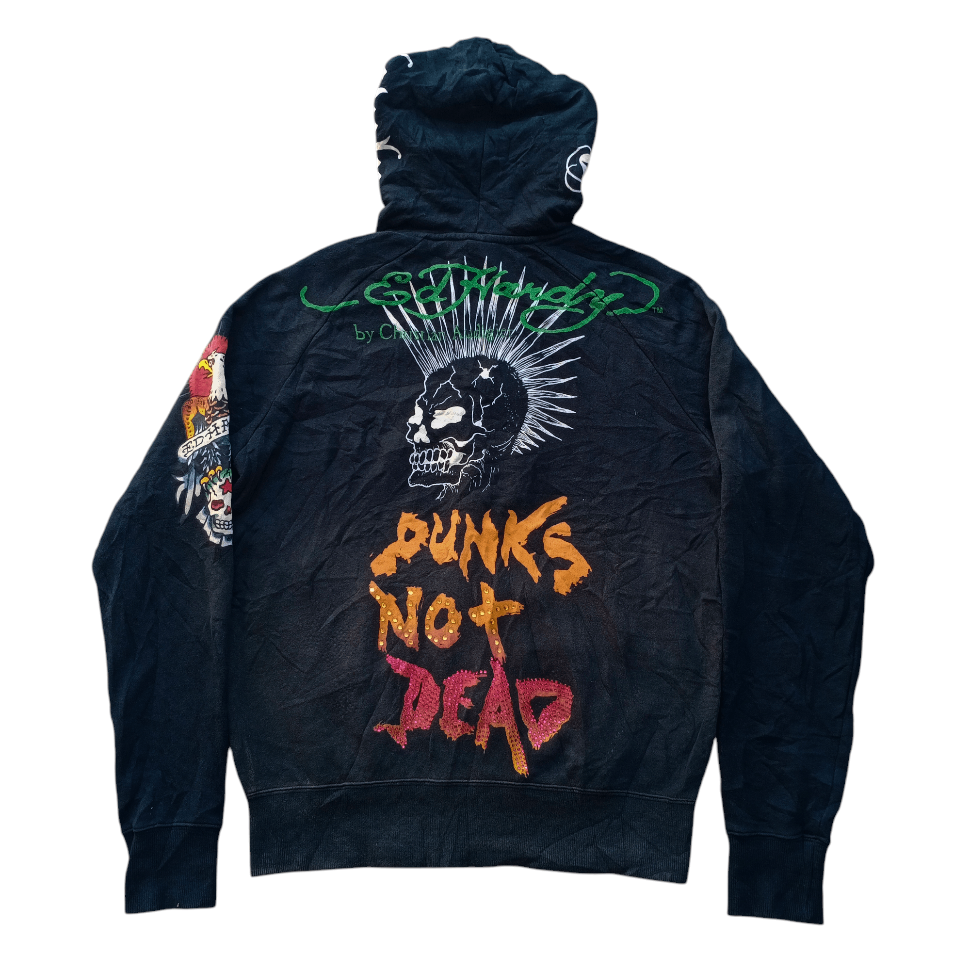 Christian Audigier Rare Vintage Ed Hardy Punks Not Dead Destroy Hoodie Size US S / EU 44-46 / 1 - 1 Thumbnail