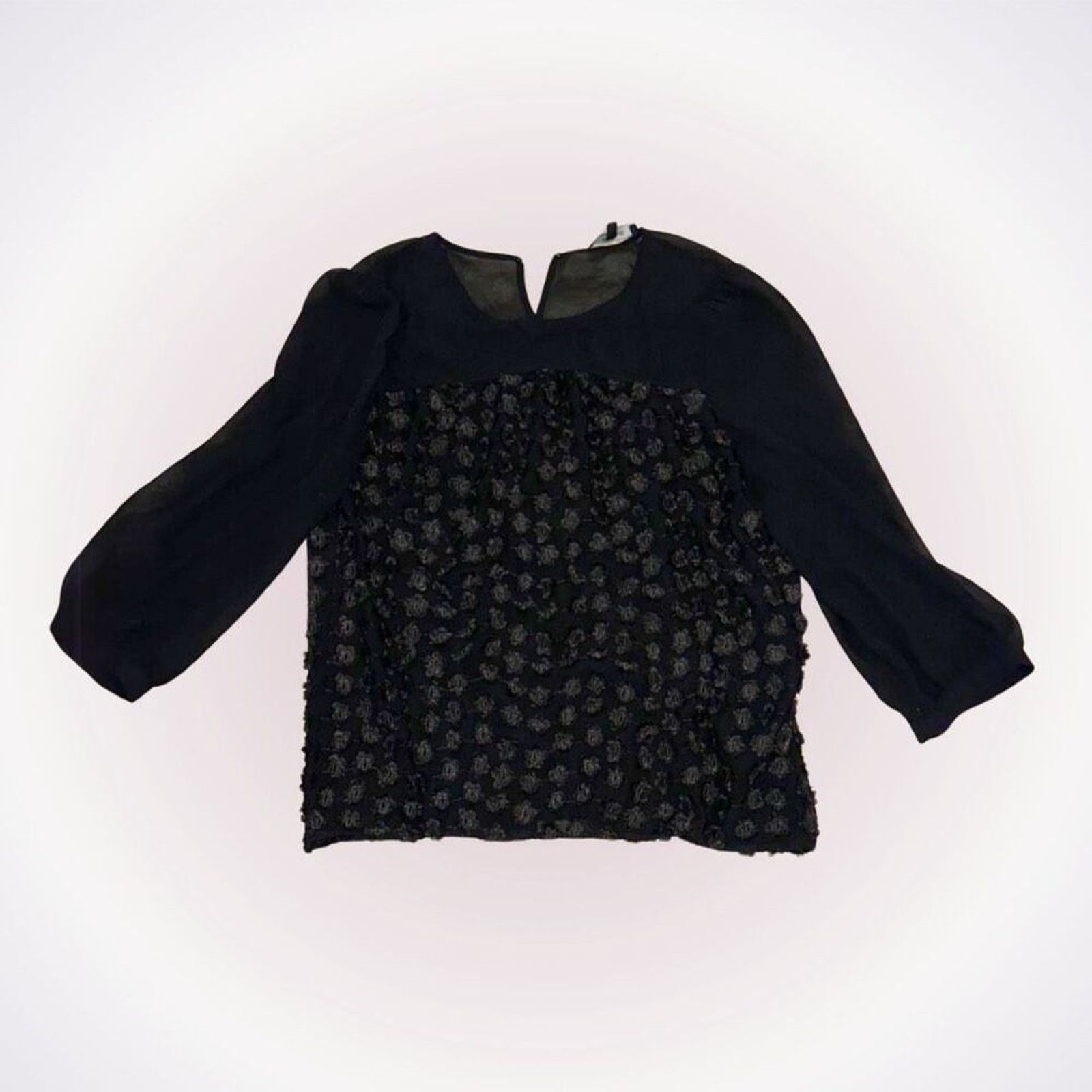 Madewell Madewell Floral Textured Black Sheer Blouse | Sz M Size M / US 6-8 / IT 42-44 - 1 Thumbnail