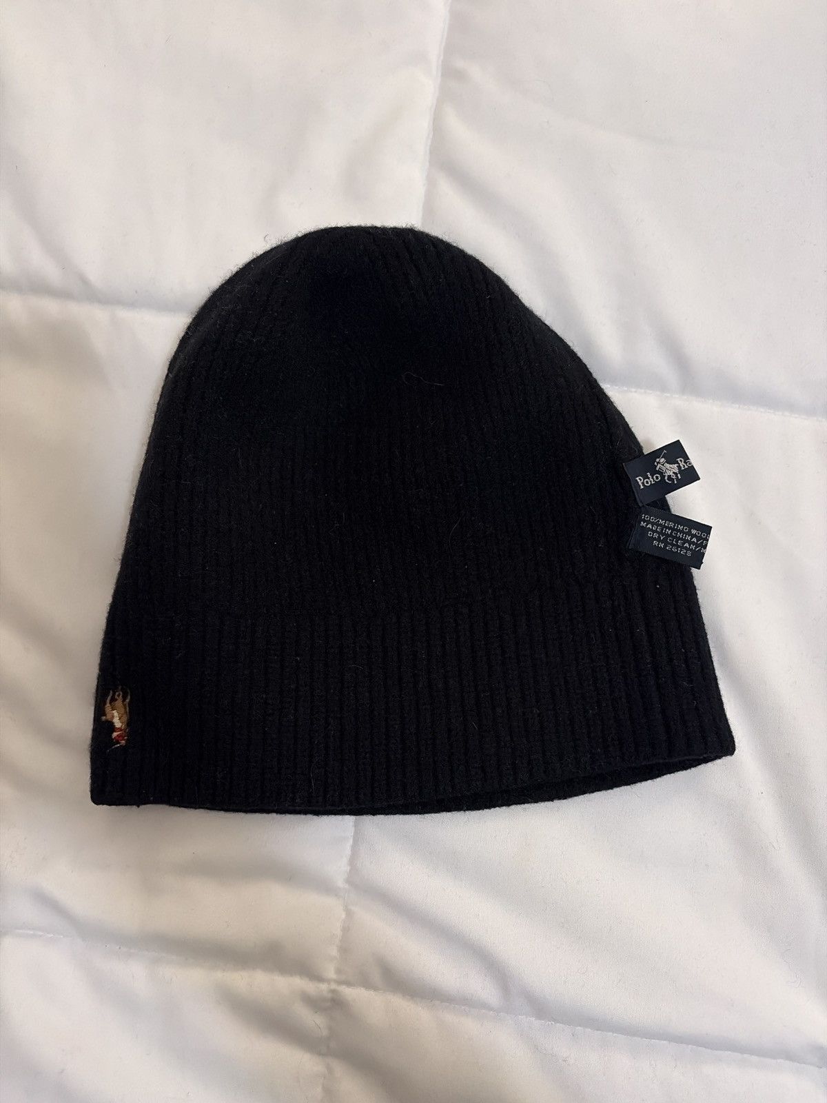 Polo Ralph Lauren Polo Ralph Lauren Black Merino Wool Beanie Size ONE SIZE - 4 Thumbnail