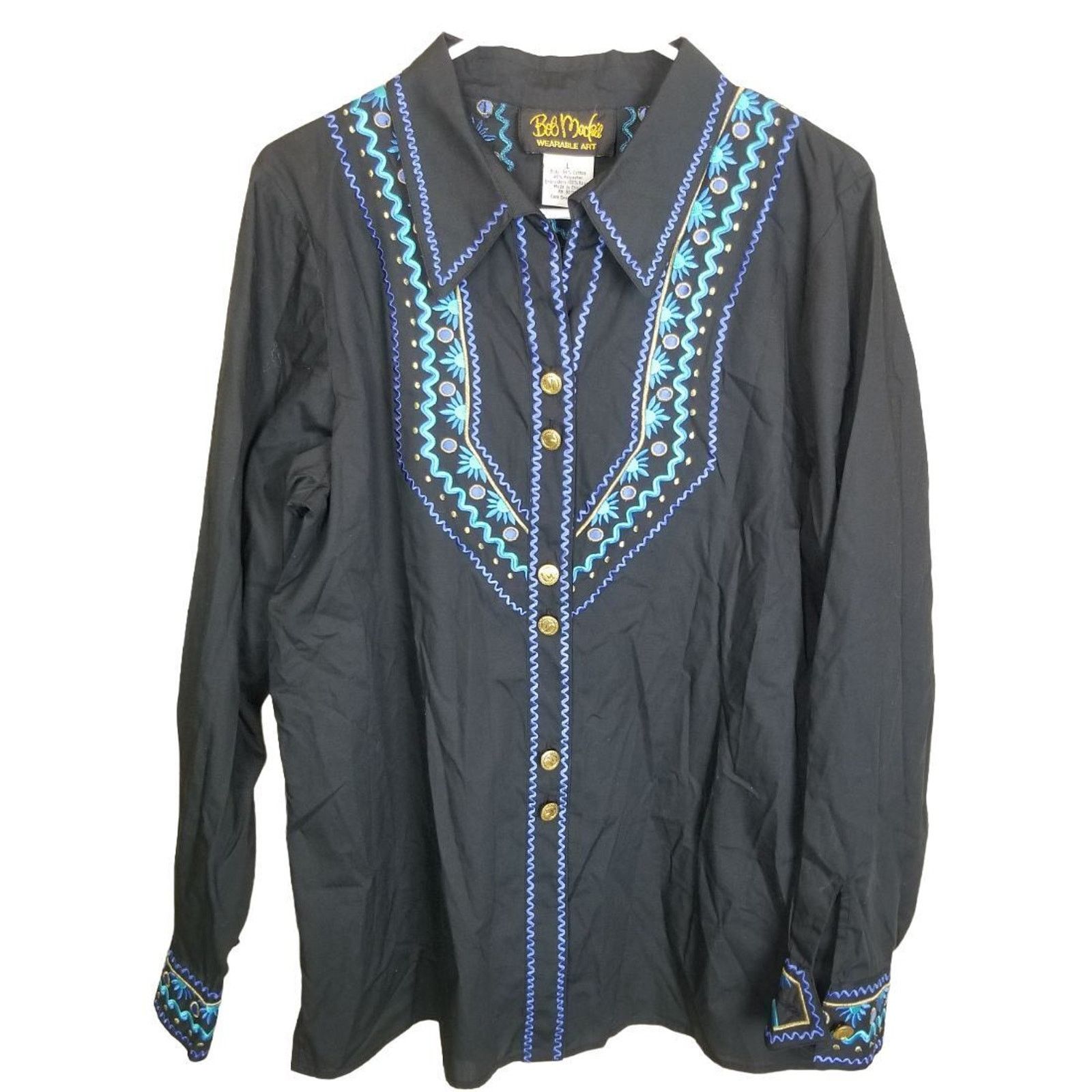 Bob Mackie Bob Mackie Wearable Art Western Shirt Embroidered Size L Size L / US 10 / IT 46 - 1 Thumbnail