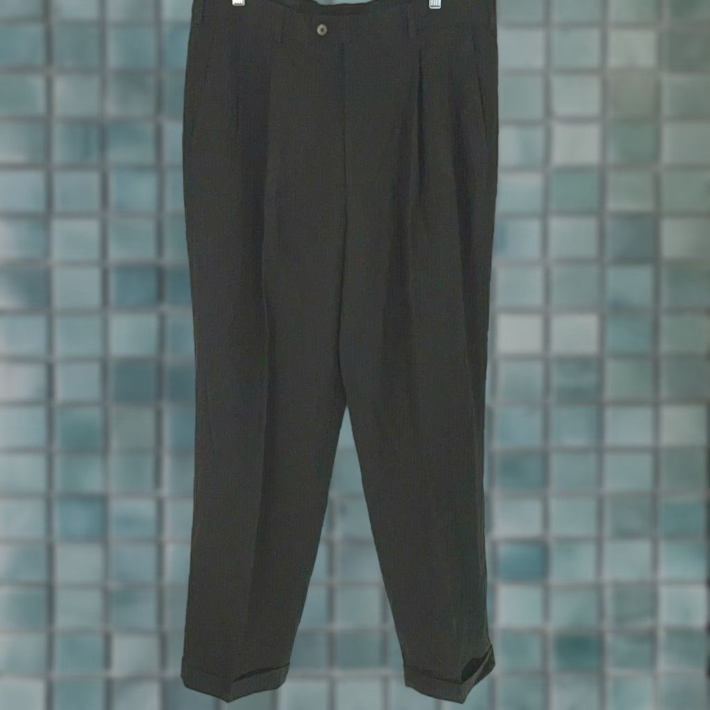 Perry Ellis Perry Ellis Portfolio Mens Flat Front High Rise Dark Gray Dress Pants 38X32 Size US 38 / EU 54 - 1 Thumbnail
