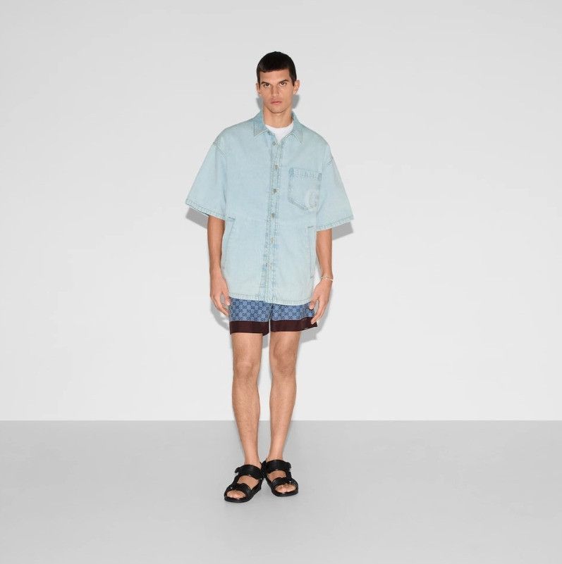 Gucci oc11z526 Lasered Denim Shirt in Light Blue Size US M / EU 48-50 / 2 - 2 Thumbnail