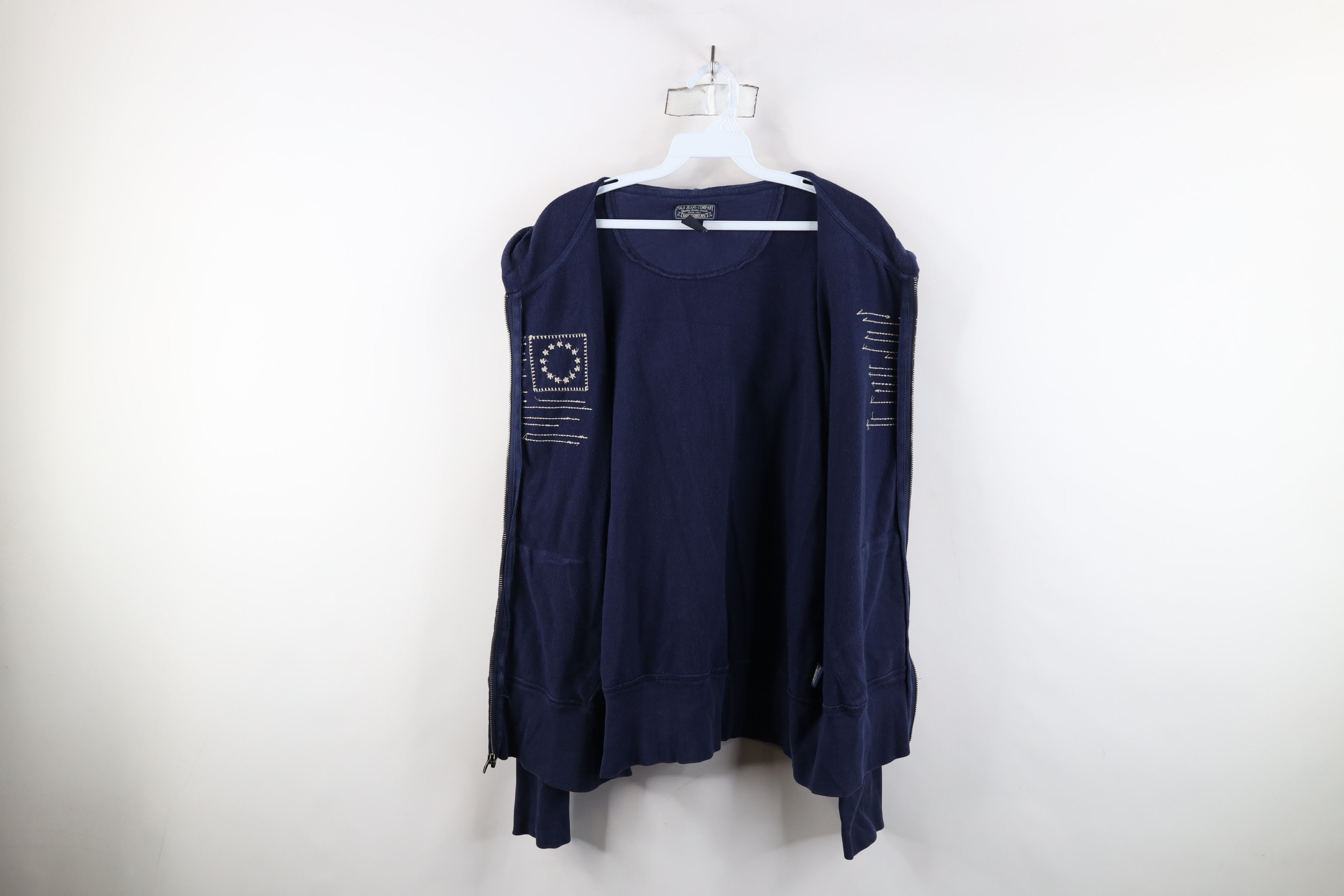 Polo Ralph Lauren × Vintage Vintage 90s Ralph Lauren Out USA Flag Full Zip Hoodie Blue Size XL / US 12-14 / IT 48-50 - 11 Thumbnail