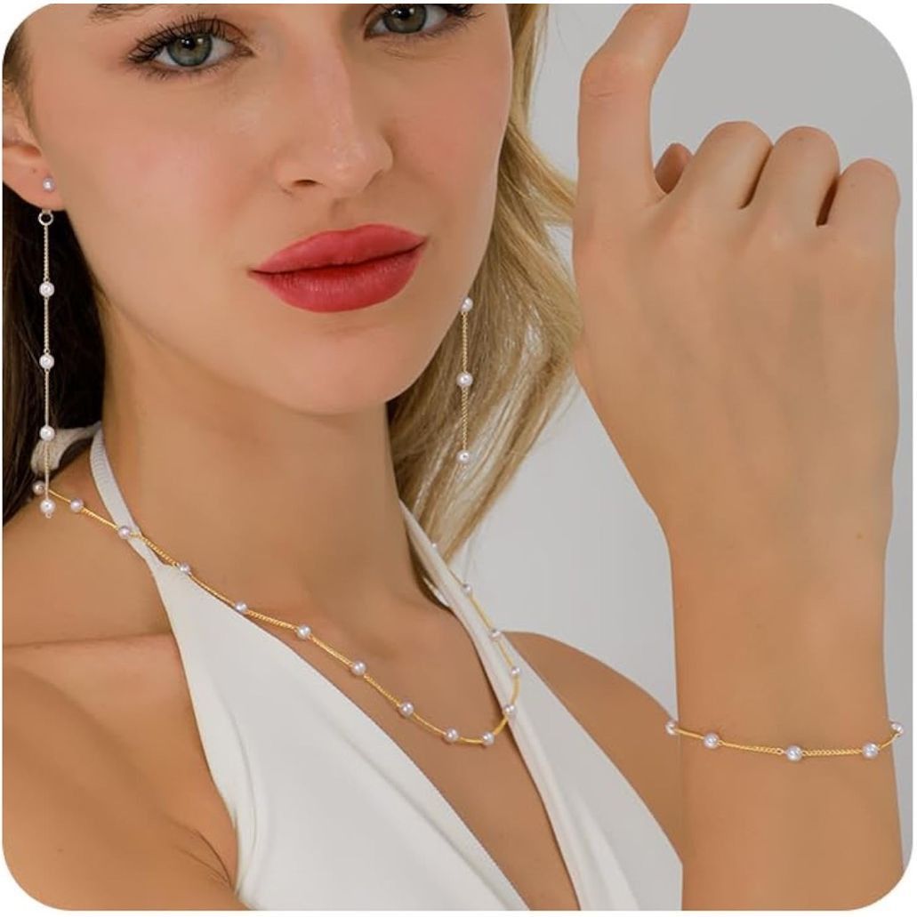 Other 14 K Gold Plated and Faux Pearl Three Piece Jewelry Suite Size ONE SIZE - 1 Thumbnail