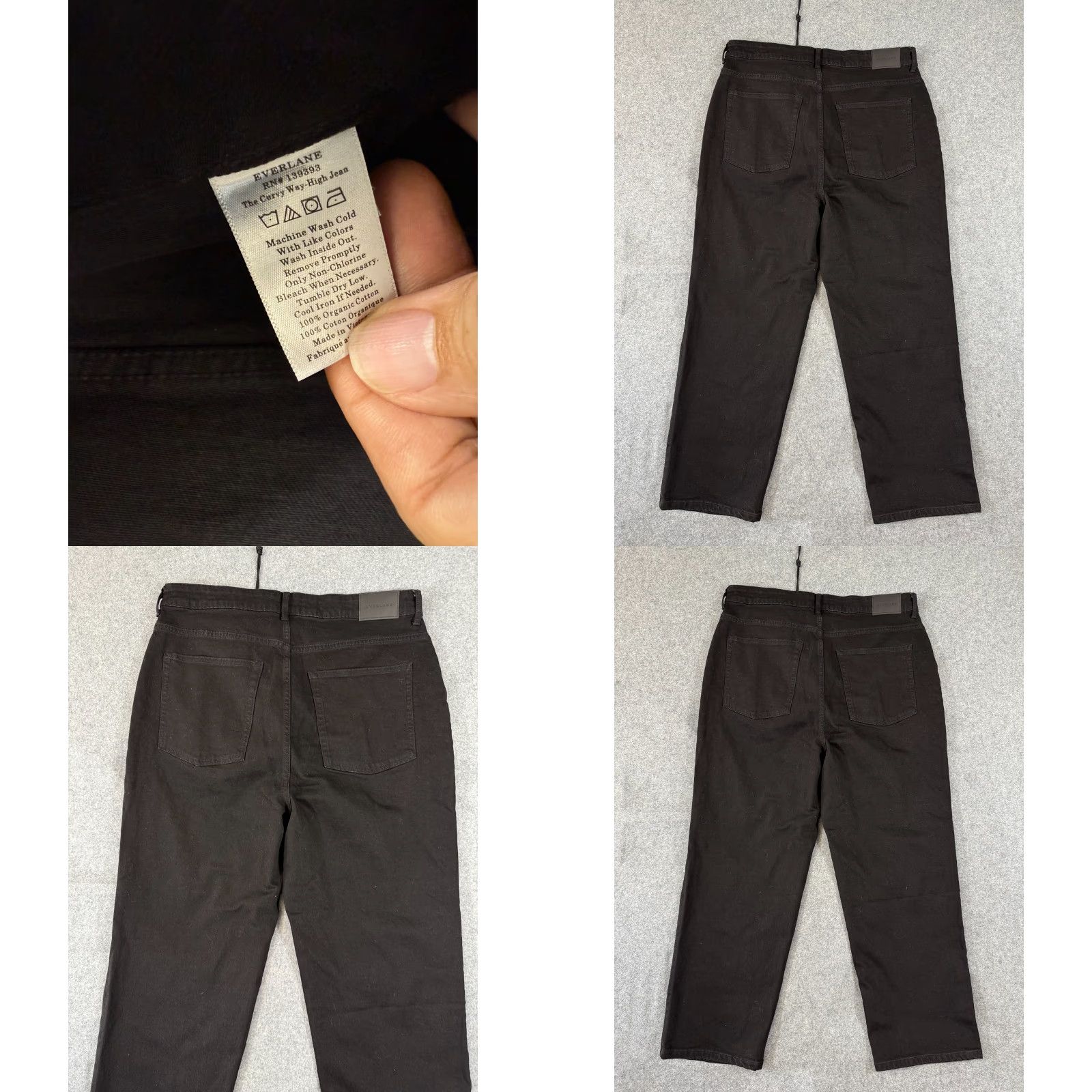 Everlane Everlane Jeans Womens 34R Black Denim Cotton Curvy High Waist Straight Leg Jeans Size 24" / US 00 / IT 34 - 8 Thumbnail
