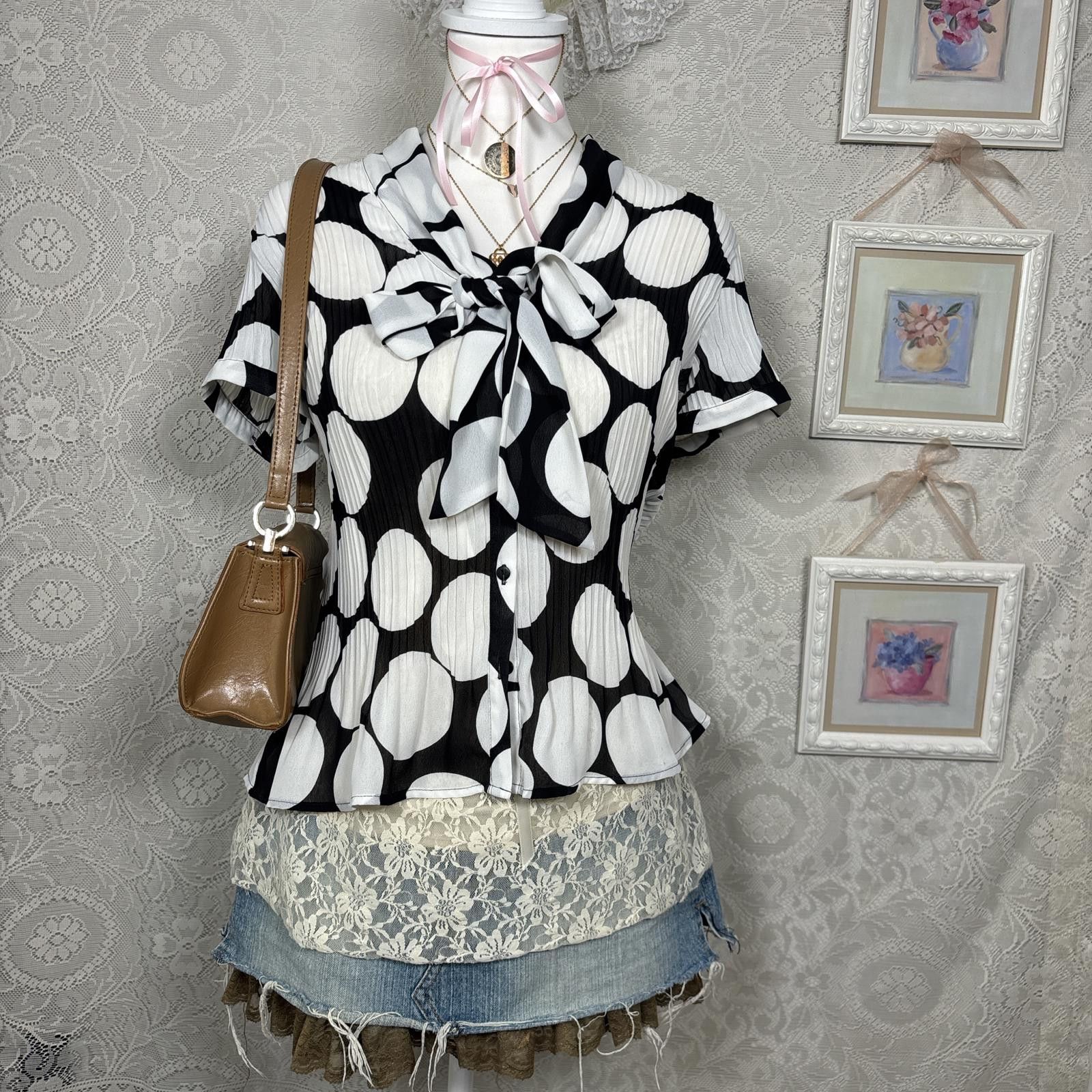 Other y2k office siren polka dot blouse Size M / US 6-8 / IT 42-44 - 1 Thumbnail