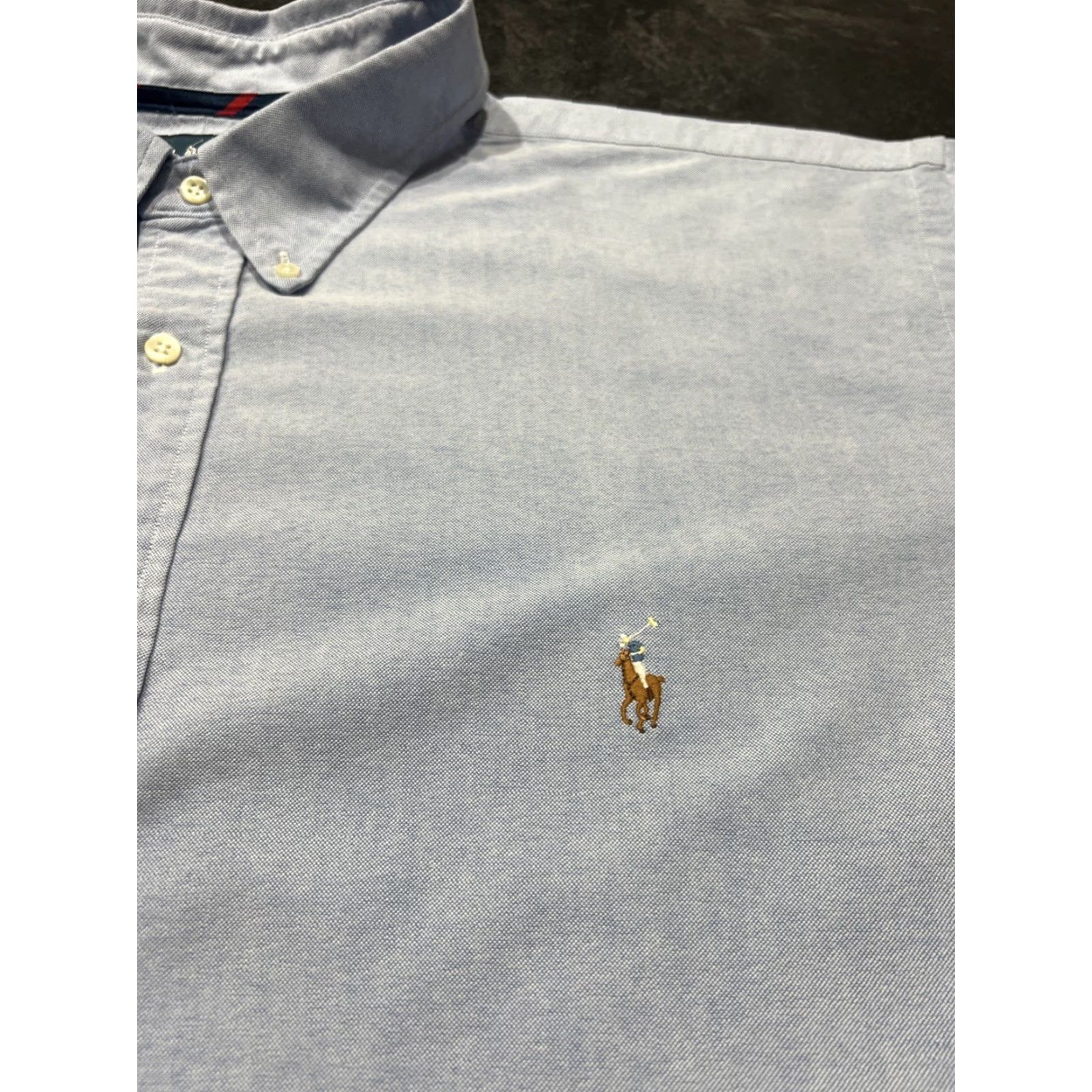 Ralph Lauren Ralph Lauren Button-Down Shirt Mens 3XB Blue Short Sleeve Flesh Pony Size US XXL / EU 58 / 5 - 2 Thumbnail